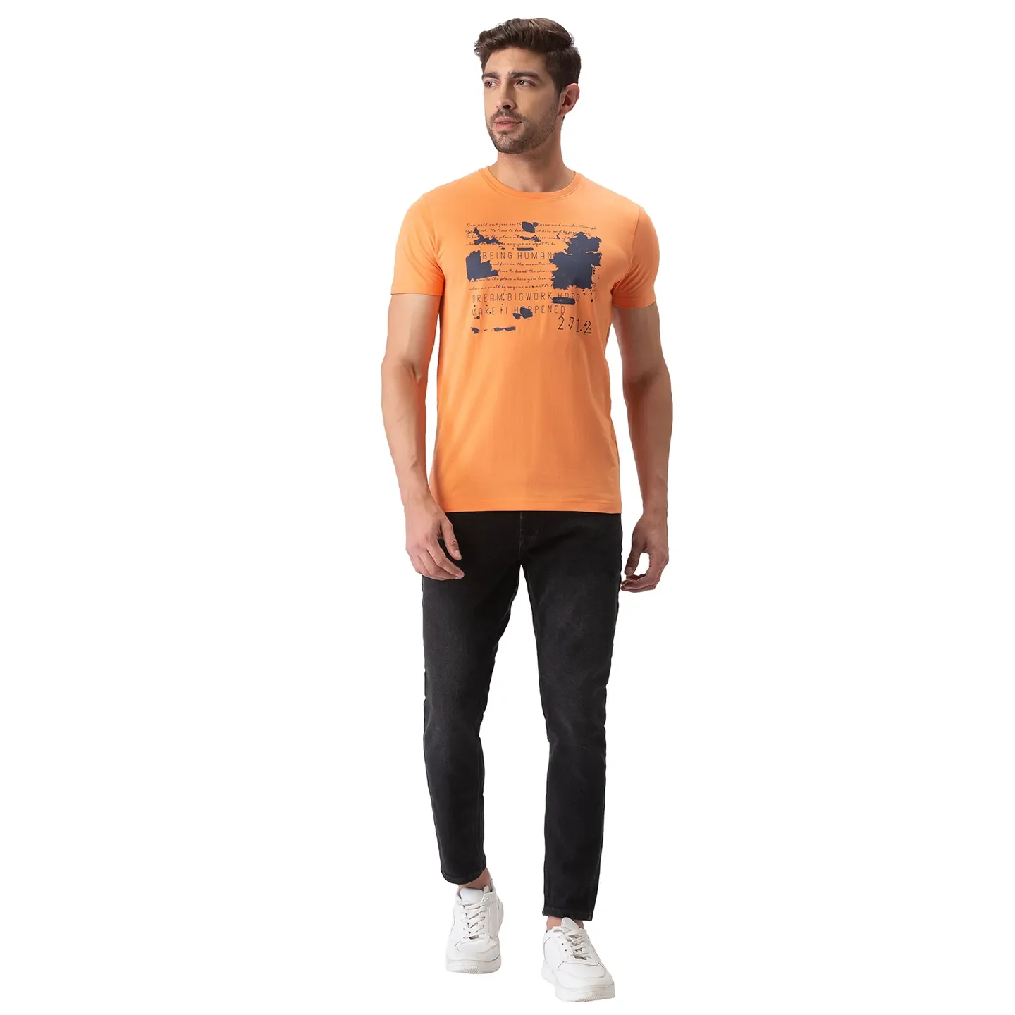 Orange Regular Fit Men's Short Sleeves T-Shirt by Being Human Clothing - Image 5