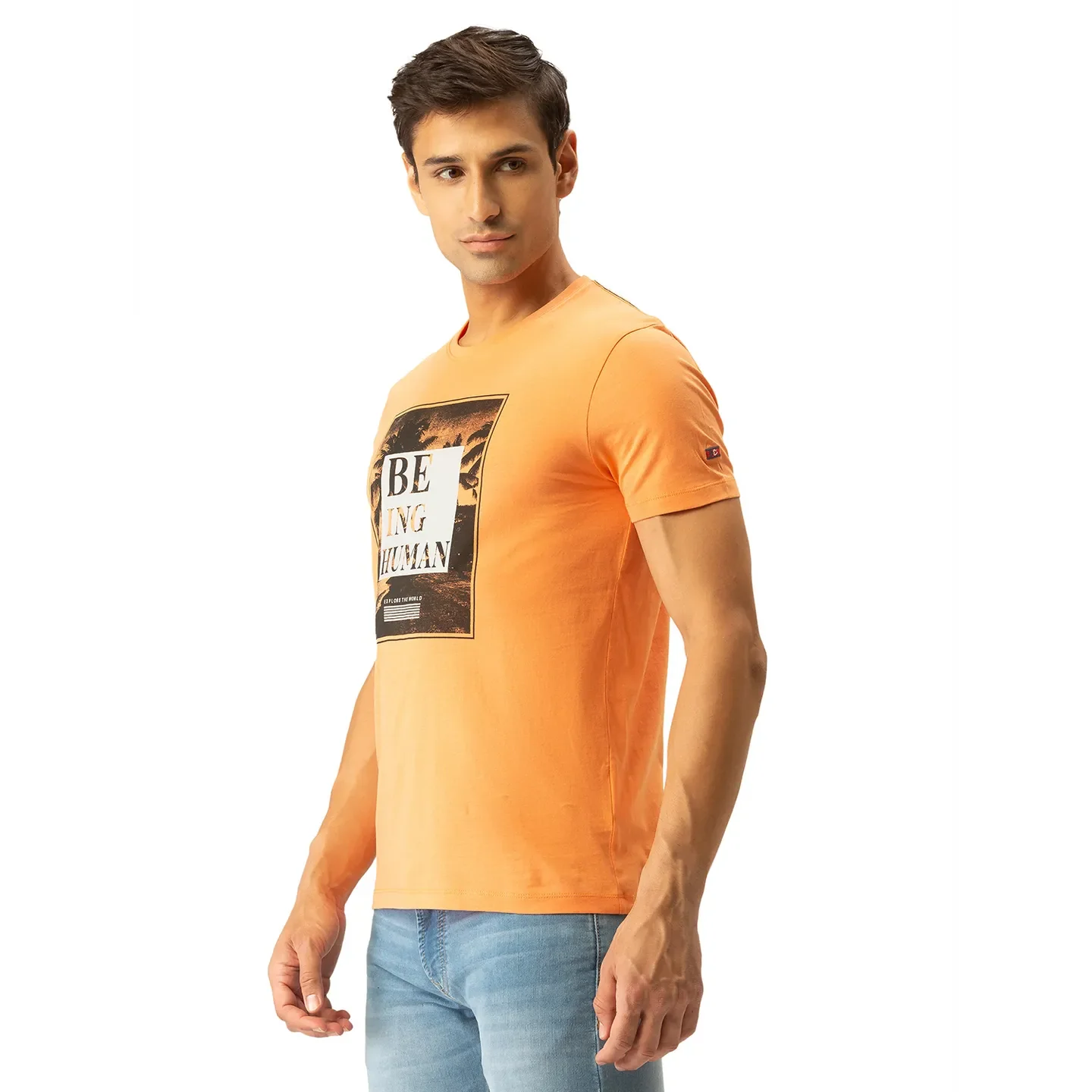 Orange Regular Fit Men's Short Sleeves T-Shirt by Being Human Clothing - Image 2
