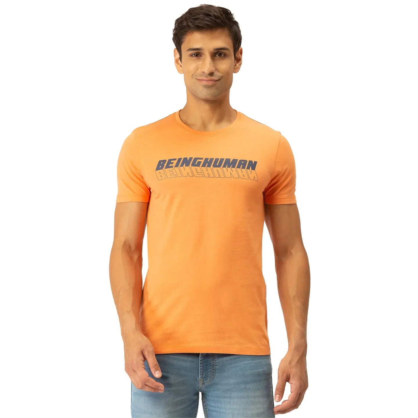 Orange Regular Fit Men's Short Sleeves T-Shirt by Being Human Clothing