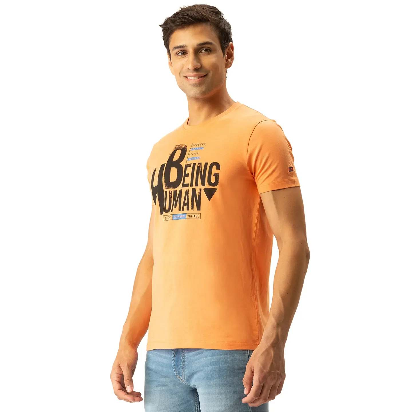 Orange Regular Fit Men's Short Sleeves T-Shirt by Being Human Clothing - Image 2