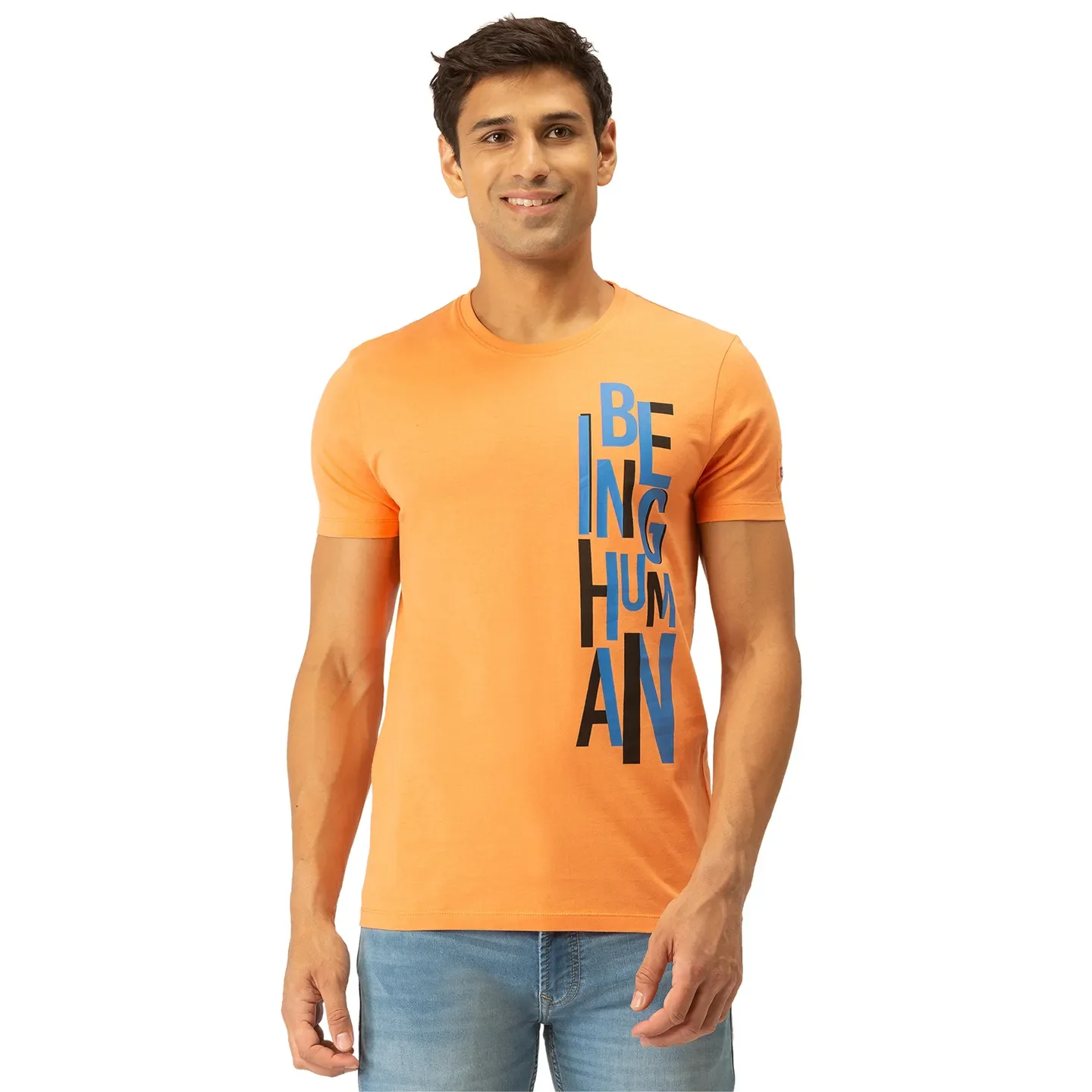 Orange Regular Fit Men's Short Sleeves T-Shirt by Being Human Clothing