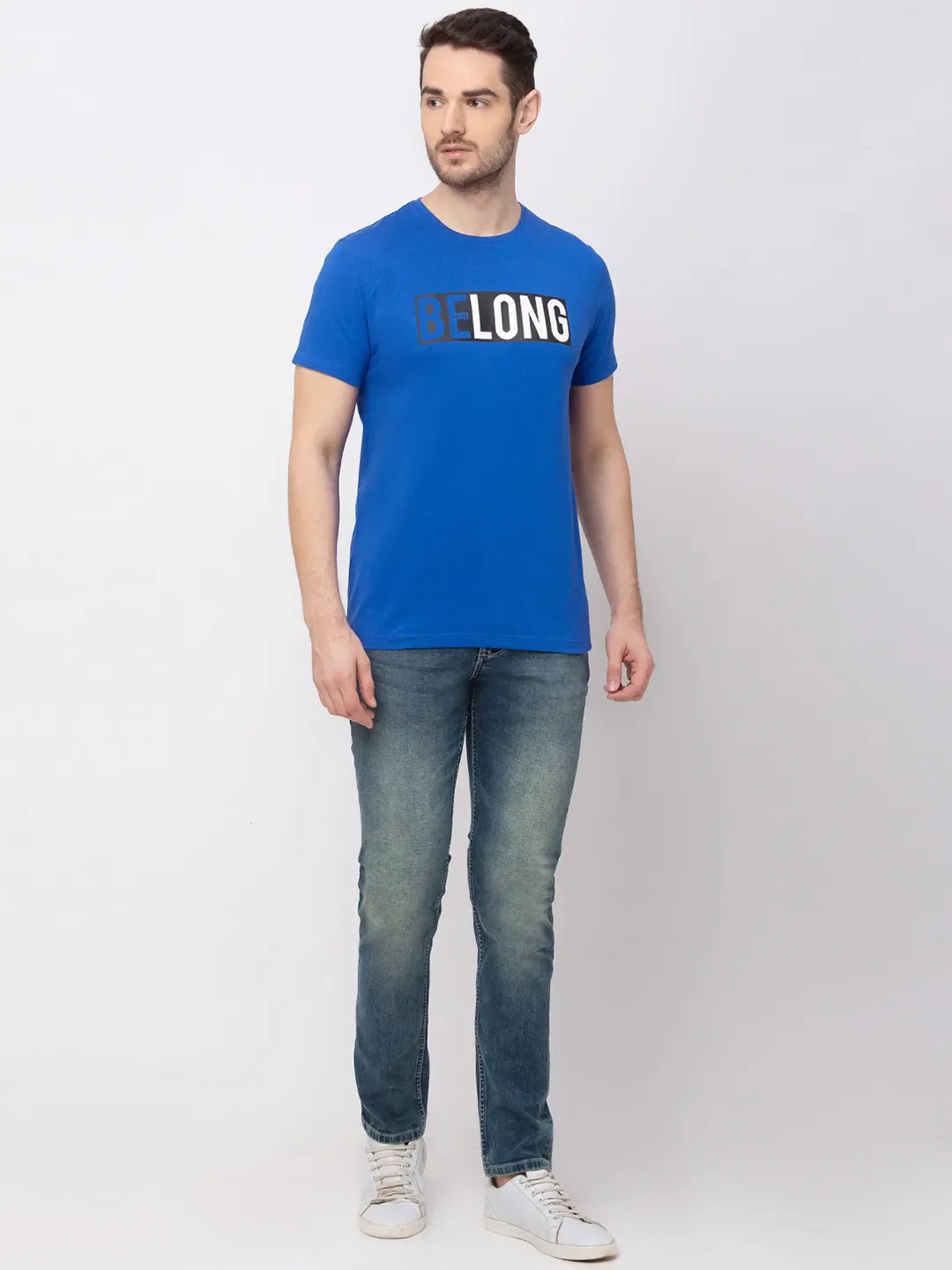 Surf Blue Regular Fit Round Neck Men's T-Shirt by Being Human Clothing - Image 4