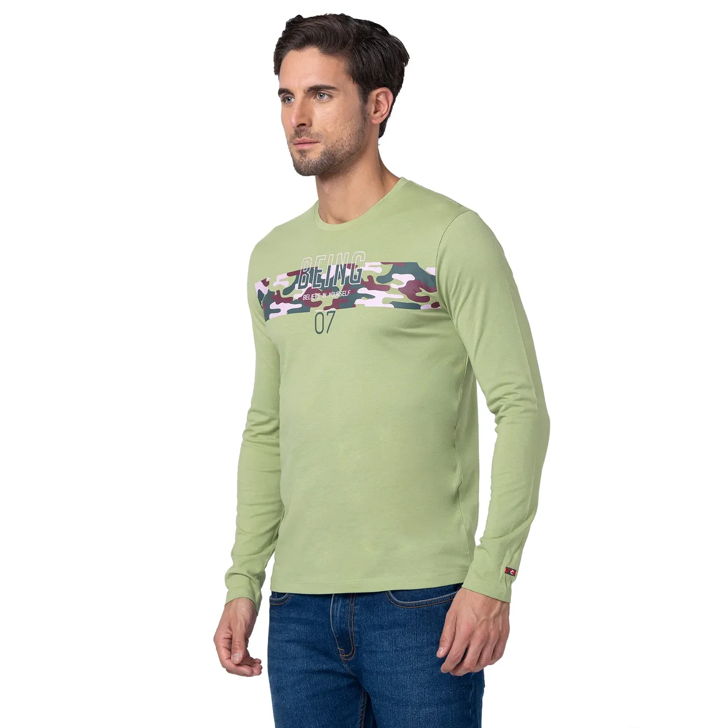 Grey Regular Fit Men's Long Sleeves T-Shirt by Being Human Clothing - Image 2