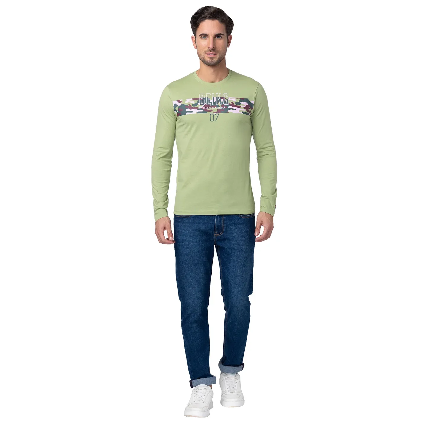 Grey Regular Fit Men's Long Sleeves T-Shirt by Being Human Clothing - Image 5