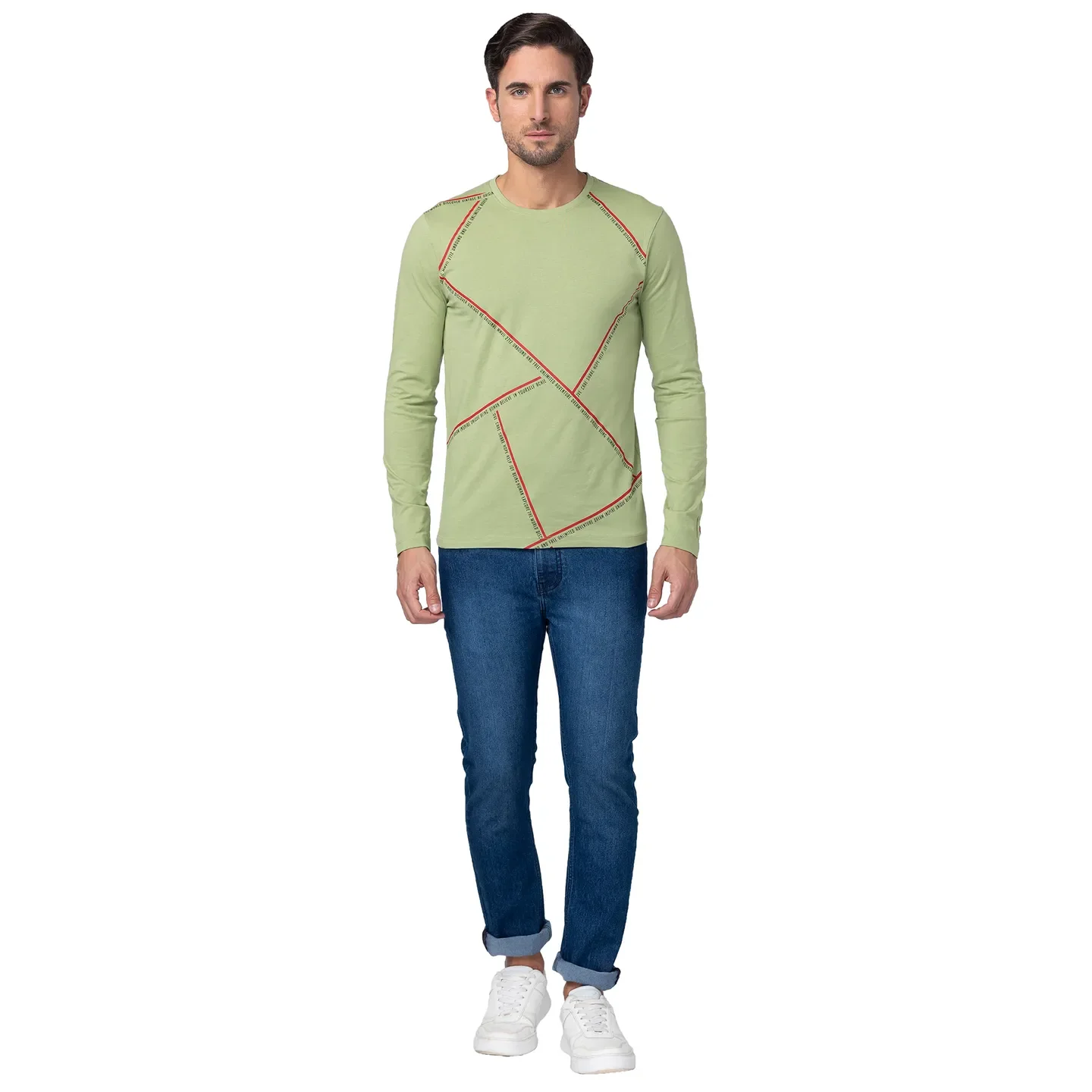 Green Regular Fit Men's Long Sleeves T-Shirt by Being Human Clothing - Image 5