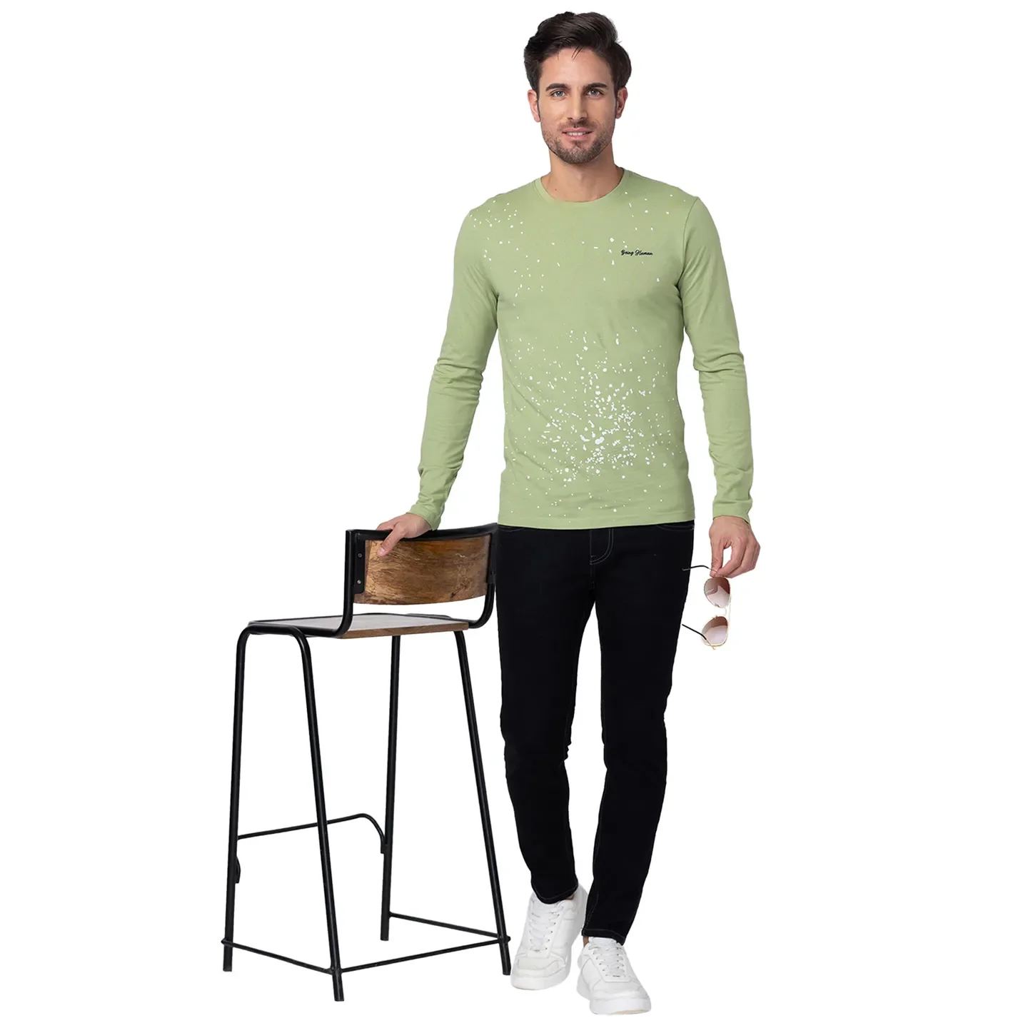 Grey Regular Fit Men's Long Sleeves T-Shirt by Being Human Clothing - Image 6