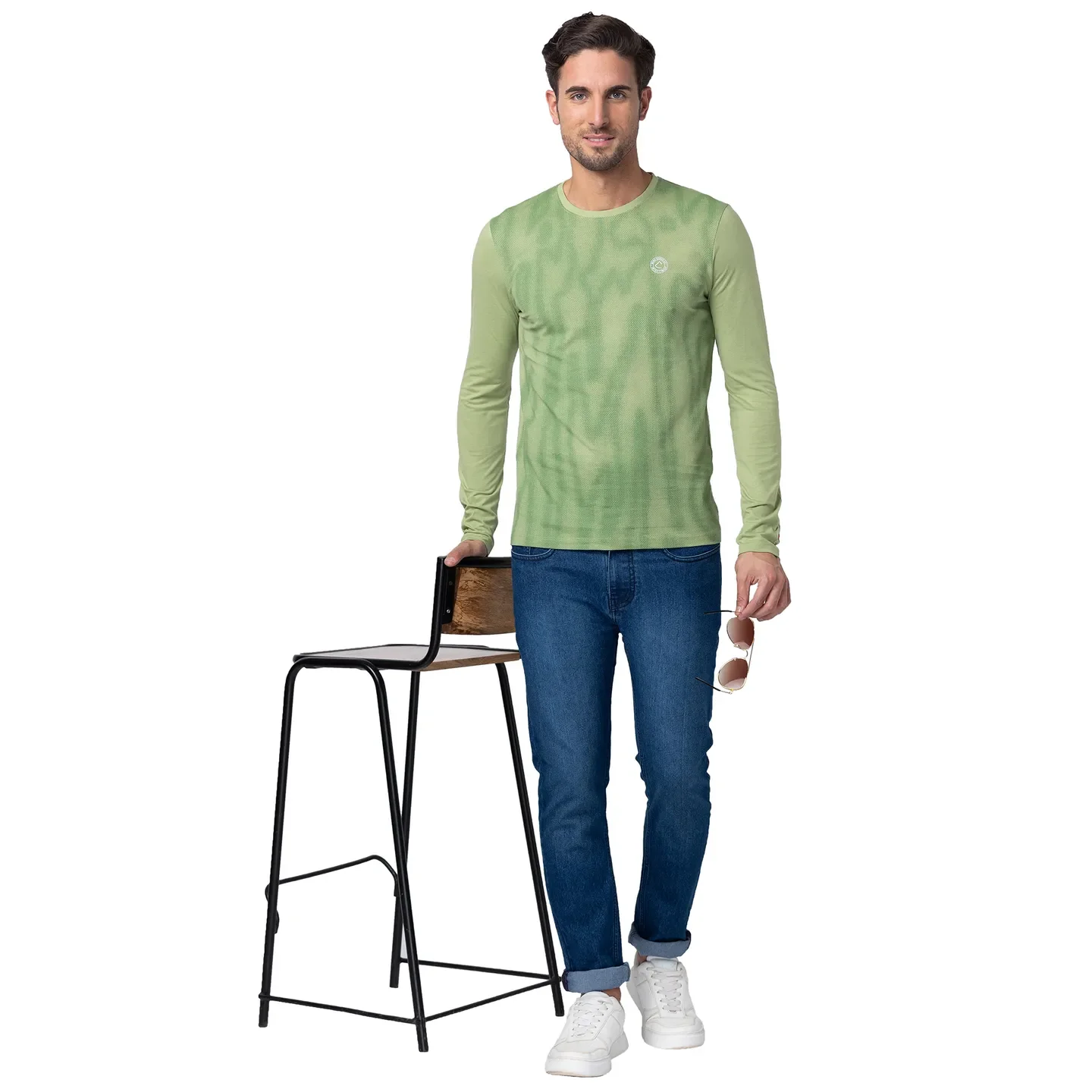 Grey Regular Fit Men's Long Sleeves T-Shirt by Being Human Clothing - Image 6