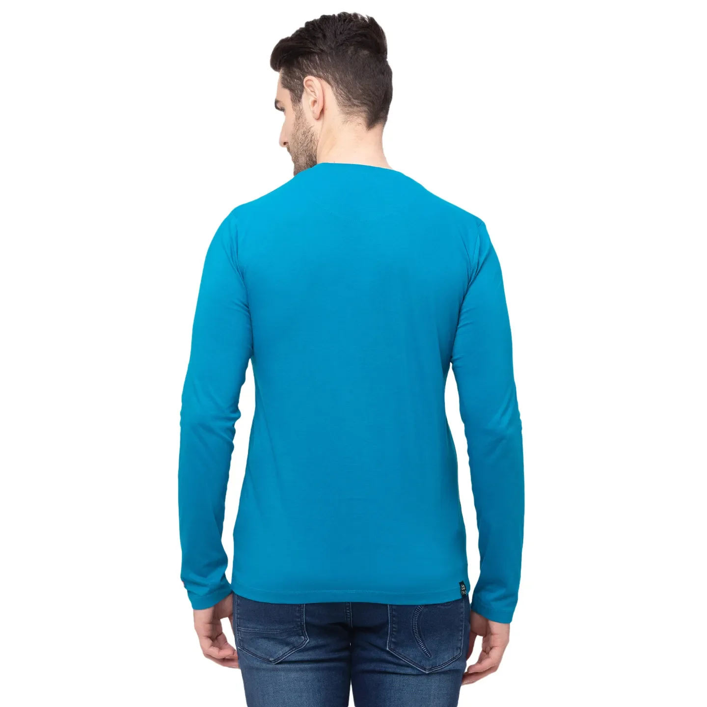 Teal Regular Fit Men's Long Sleeves T-Shirt by Being Human Clothing - Image 2