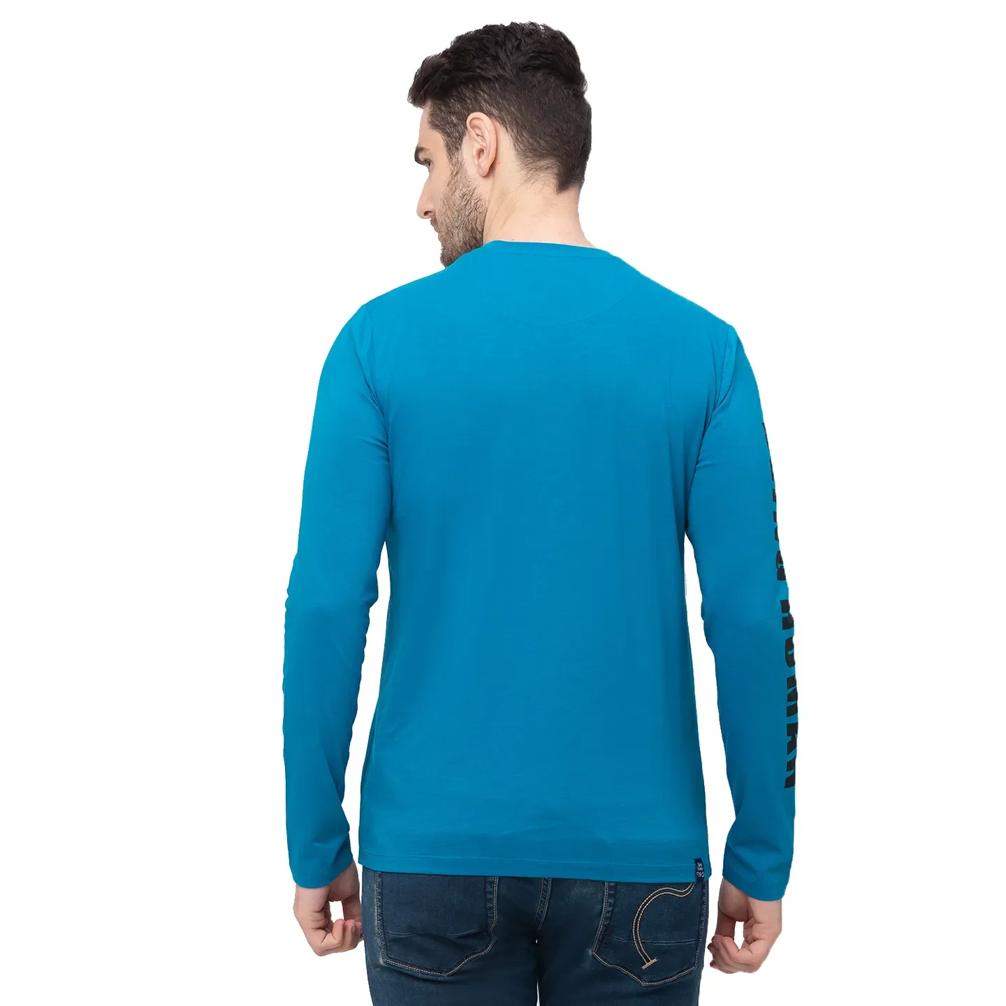 Teal Regular Fit Men's Long Sleeves T-Shirt by Being Human Clothing - Image 2