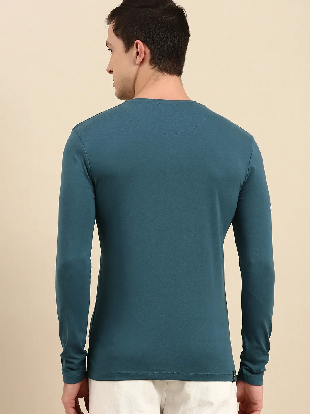 Teal Regular Fit Men's Long Sleeves T-Shirt by Being Human Clothing - Image 3