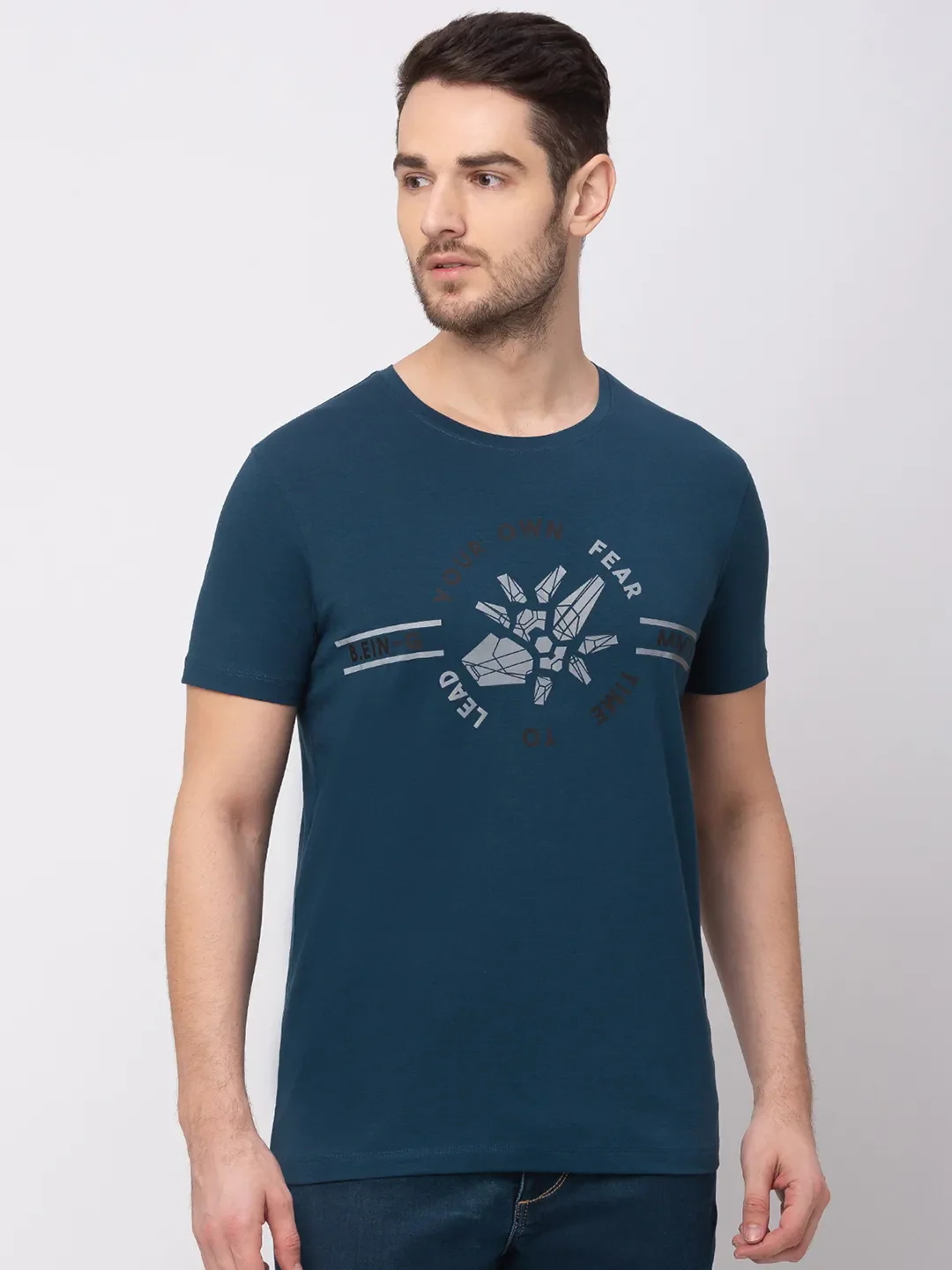 Teal Regular Fit Men's Short Sleeves T-Shirt by Being Human Clothing