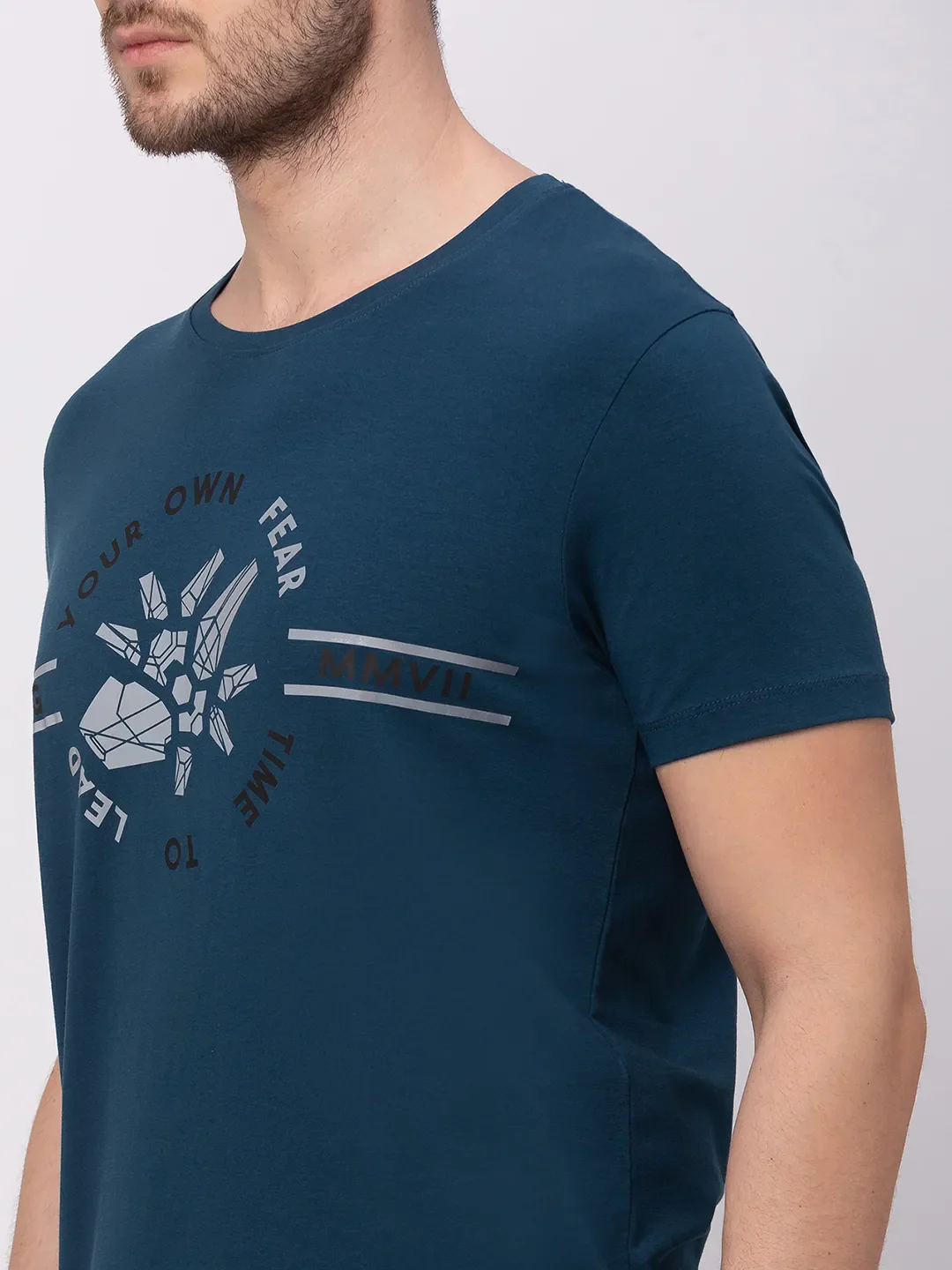 Teal Regular Fit Men's Short Sleeves T-Shirt by Being Human Clothing - Image 4