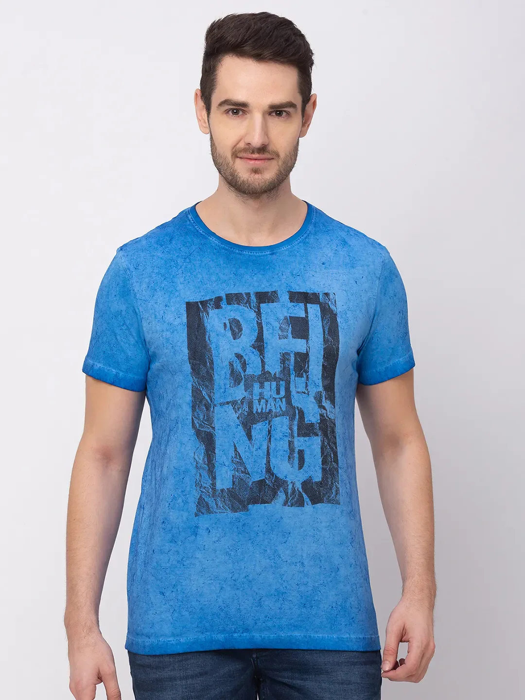 Teal Regular Fit Men's Short Sleeves T-Shirt by Being Human Clothing
