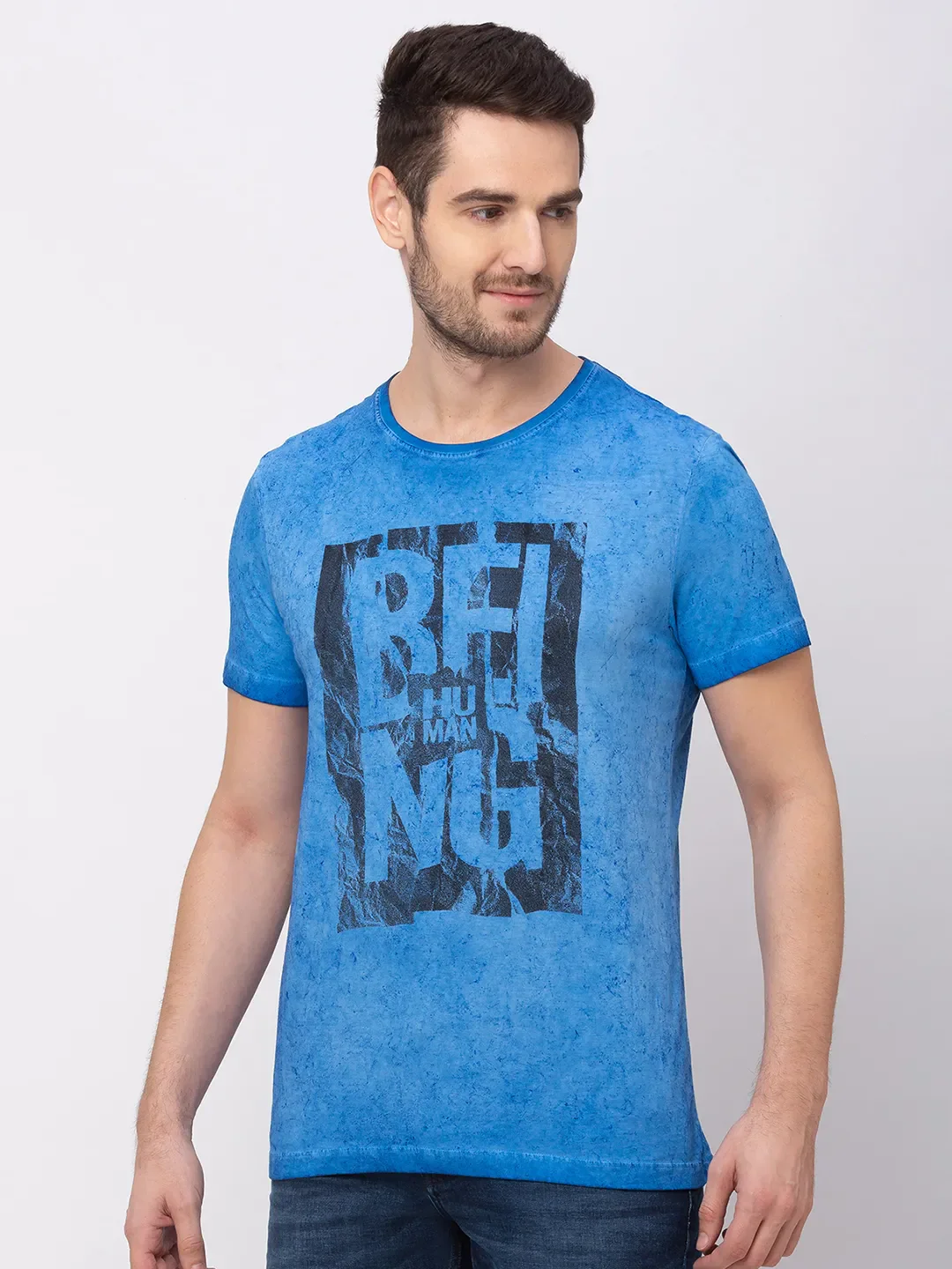 Teal Regular Fit Men's Short Sleeves T-Shirt by Being Human Clothing - Image 3