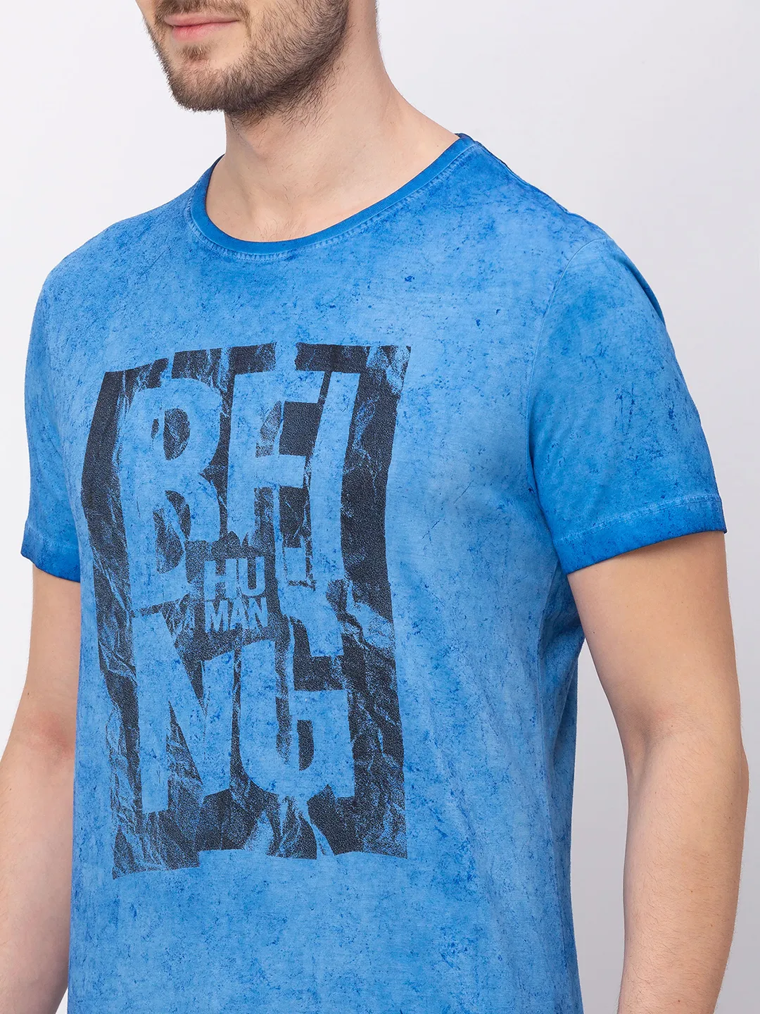 Teal Regular Fit Men's Short Sleeves T-Shirt by Being Human Clothing - Image 4