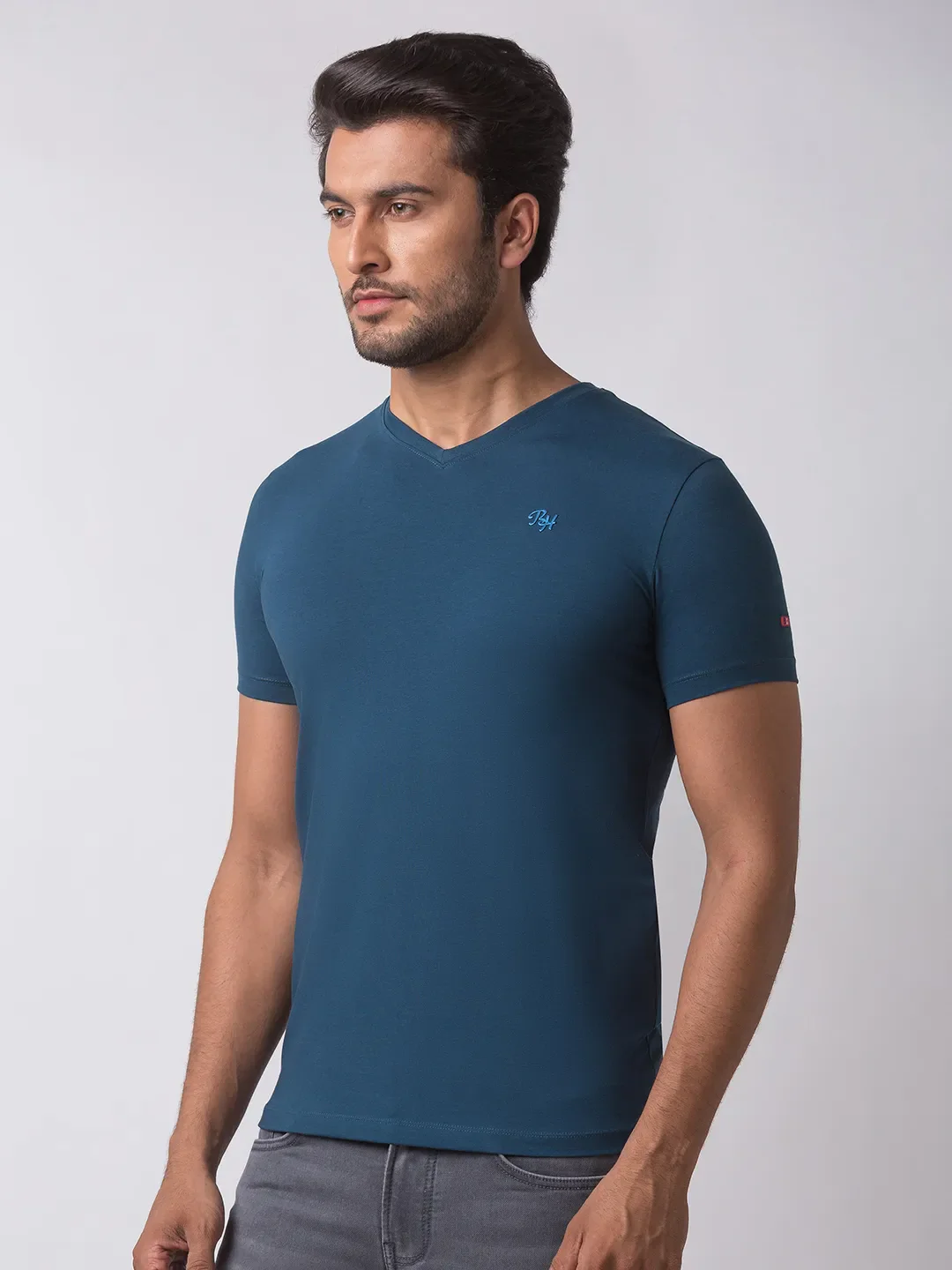 Teal Regular Fit Men's Short Sleeves T-Shirt by Being Human Clothing - Image 2