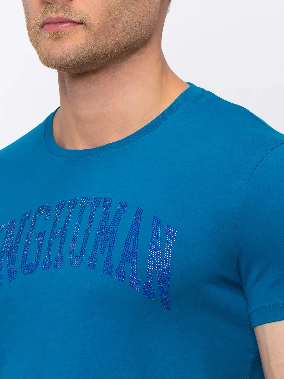 Teal Regular Fit Round Neck Men's T-Shirt by Being Human Clothing - Image 3