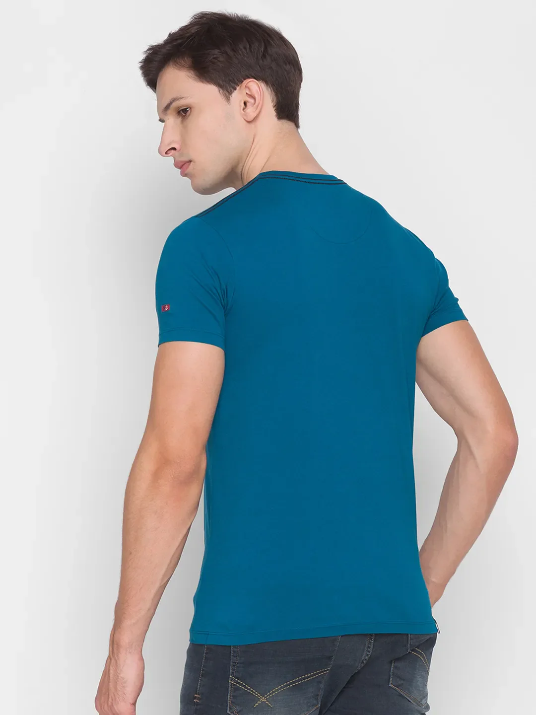 Teal Regular Fit Round Neck Men's T-Shirt by Being Human Clothing - Image 4