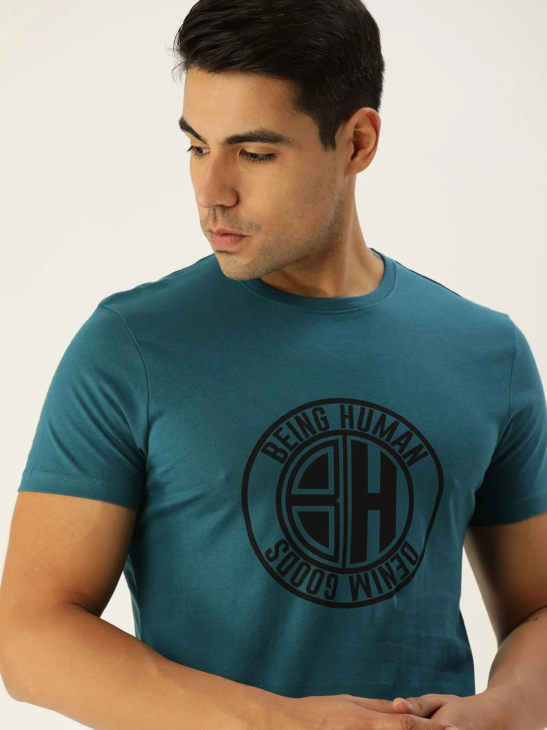 Teal Regular Fit Men's Short Sleeves T-Shirt by Being Human Clothing - Image 2
