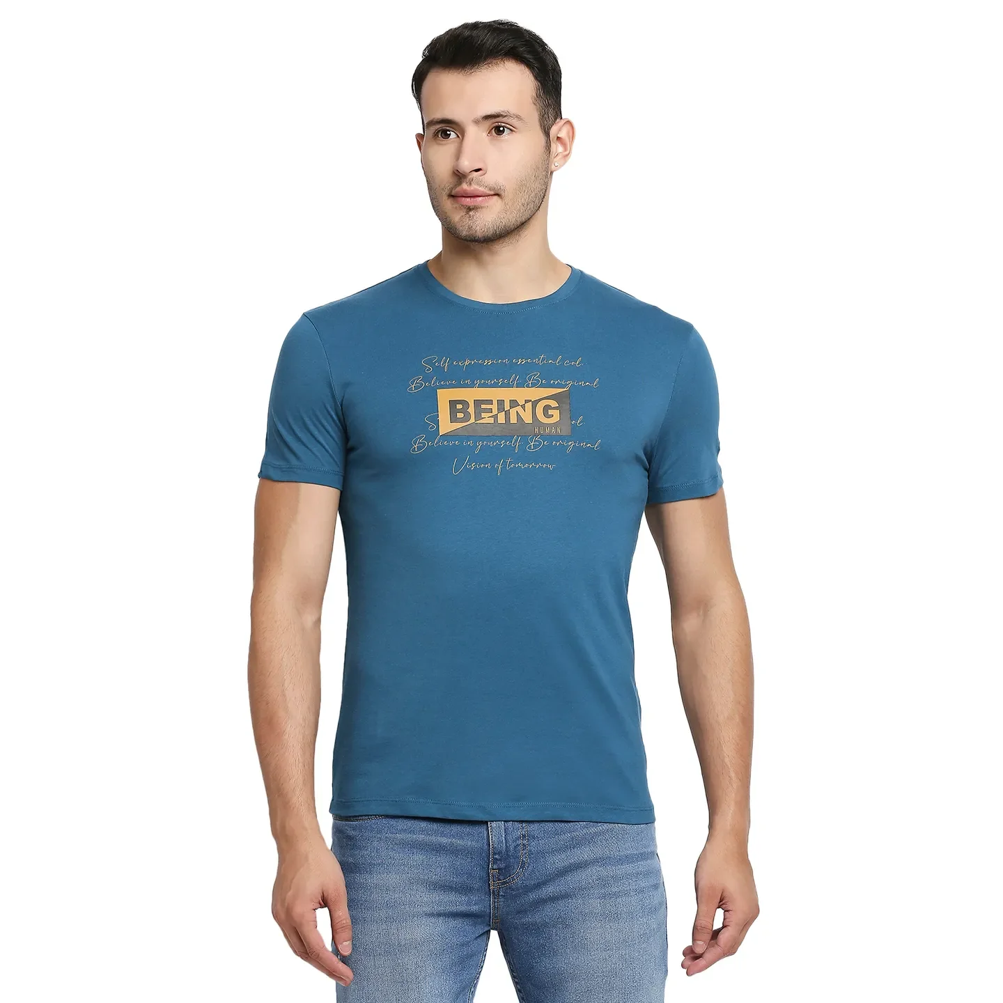 Teal Regular Fit Men's Short Sleeves T-Shirt by Being Human Clothing