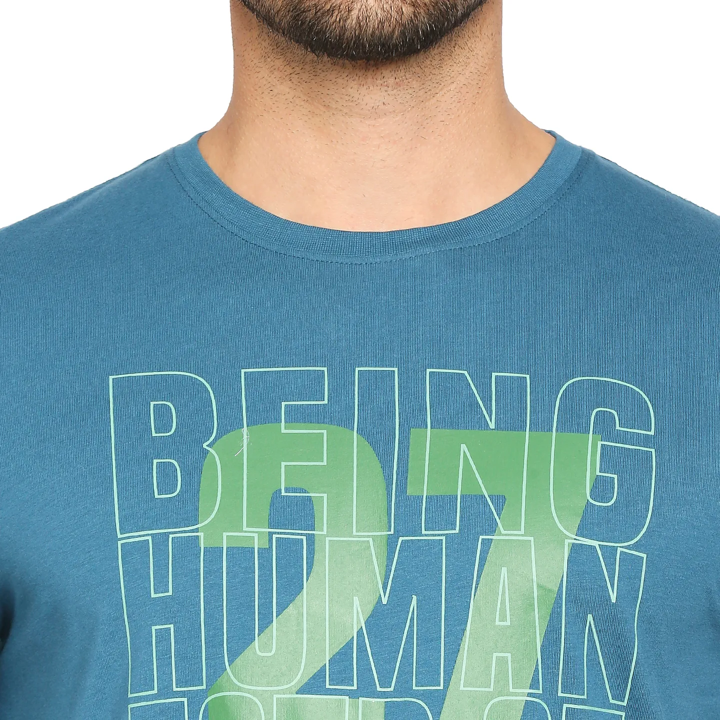 Teal Regular Fit Men's Short Sleeves T-Shirt by Being Human Clothing - Image 2