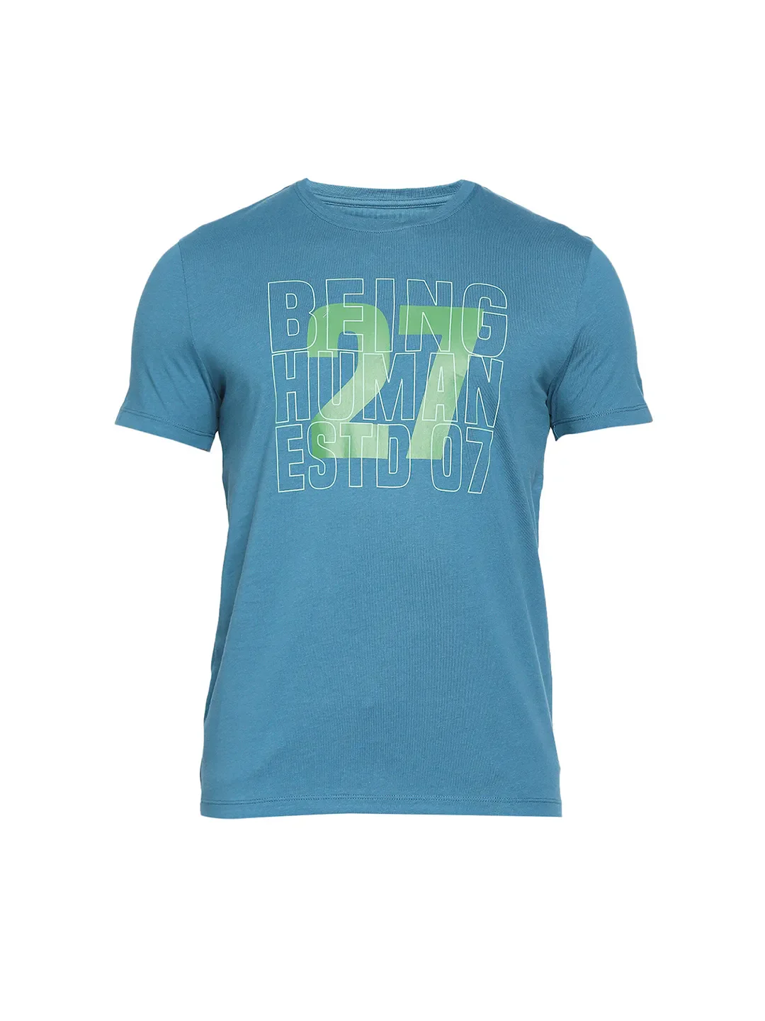 Teal Regular Fit Men's Short Sleeves T-Shirt by Being Human Clothing - Image 7