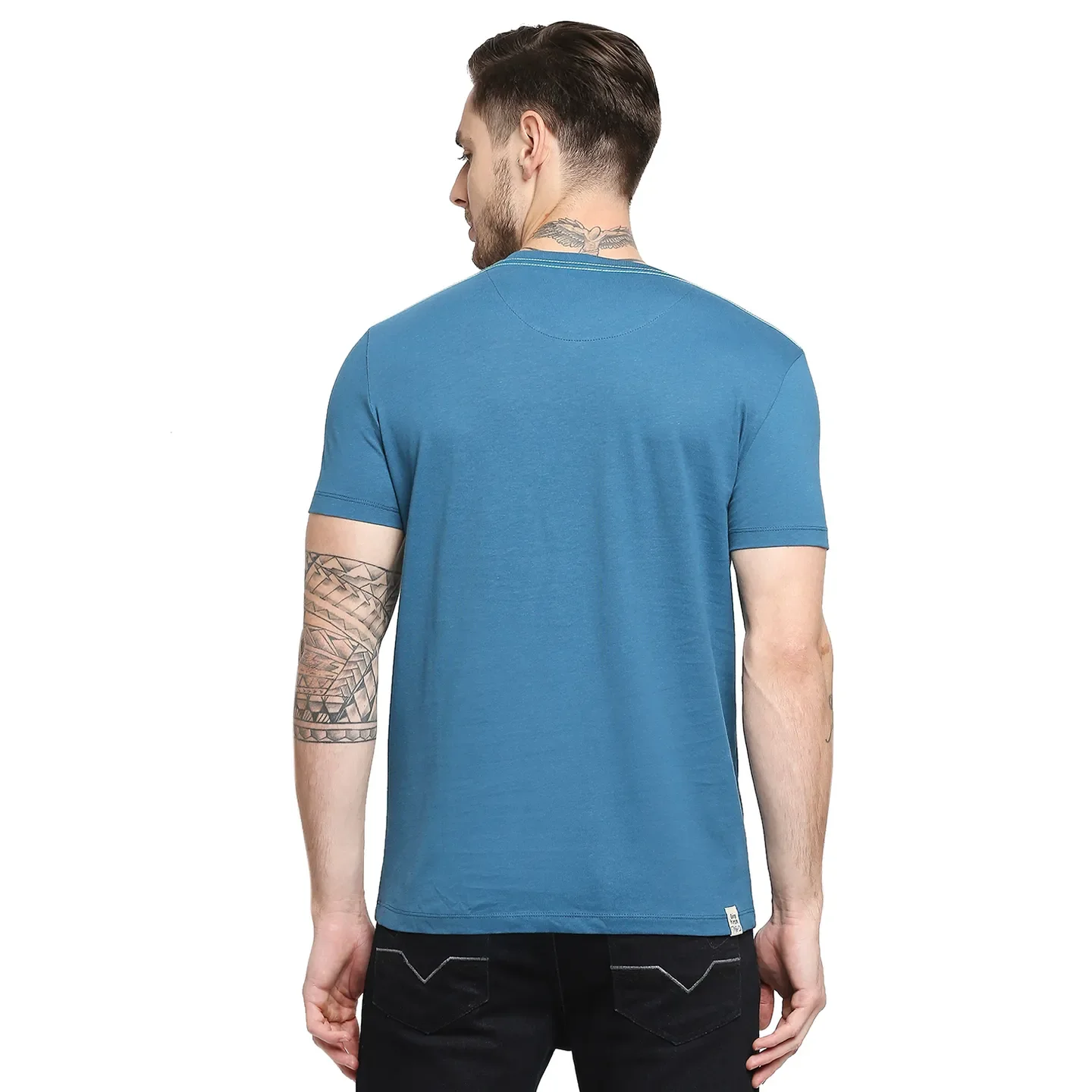 Teal Regular Fit Men's Short Sleeves T-Shirt by Being Human Clothing - Image 3