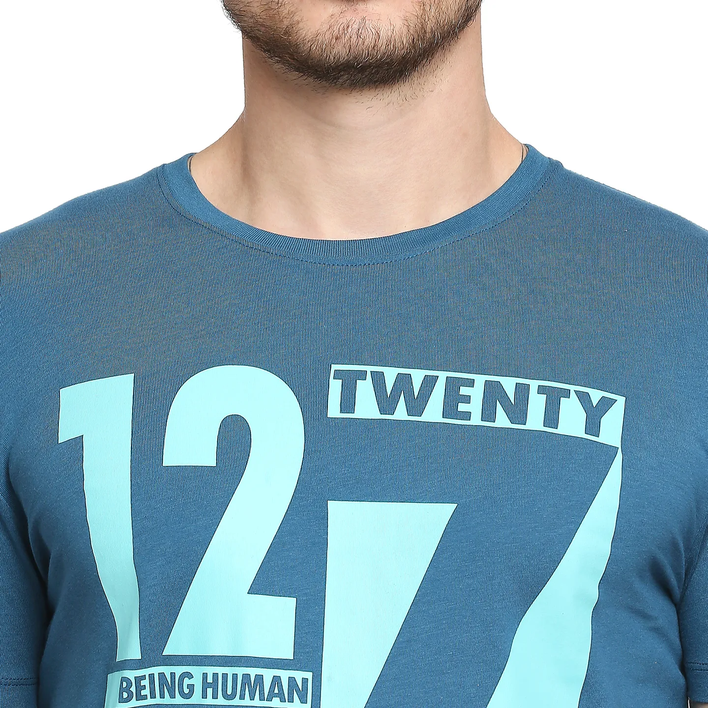 Teal Regular Fit Men's Short Sleeves T-Shirt by Being Human Clothing - Image 4