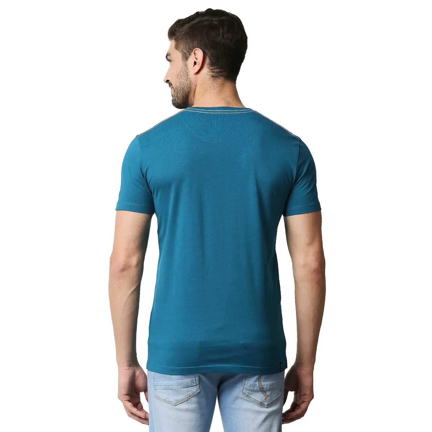 Teal Regular Fit Men's Short Sleeves T-Shirt by Being Human Clothing - Image 4