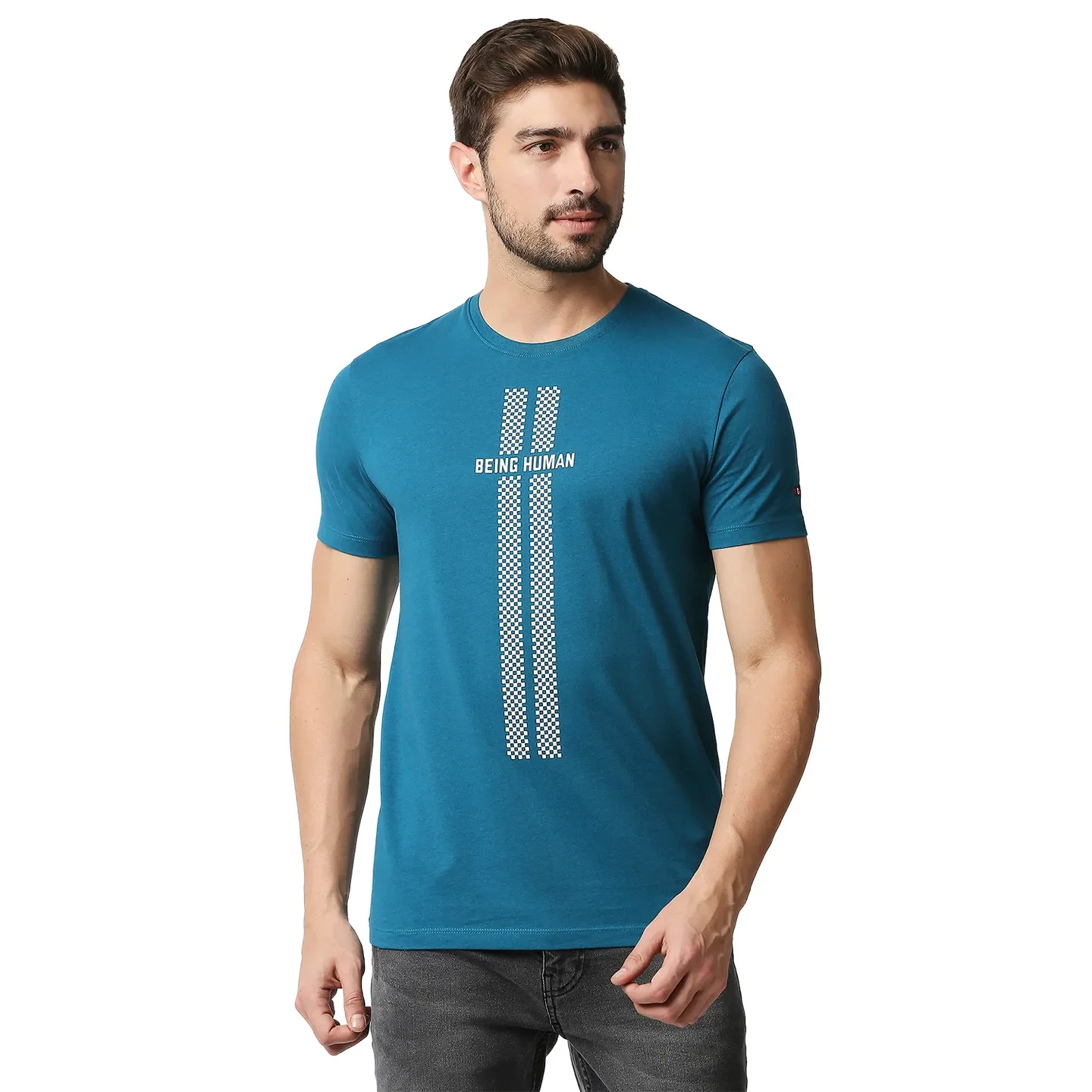 Teal Regular Fit Men's Short Sleeves T-Shirt by Being Human Clothing