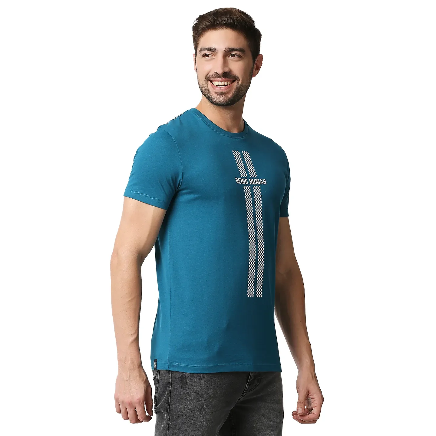 Teal Regular Fit Men's Short Sleeves T-Shirt by Being Human Clothing - Image 3