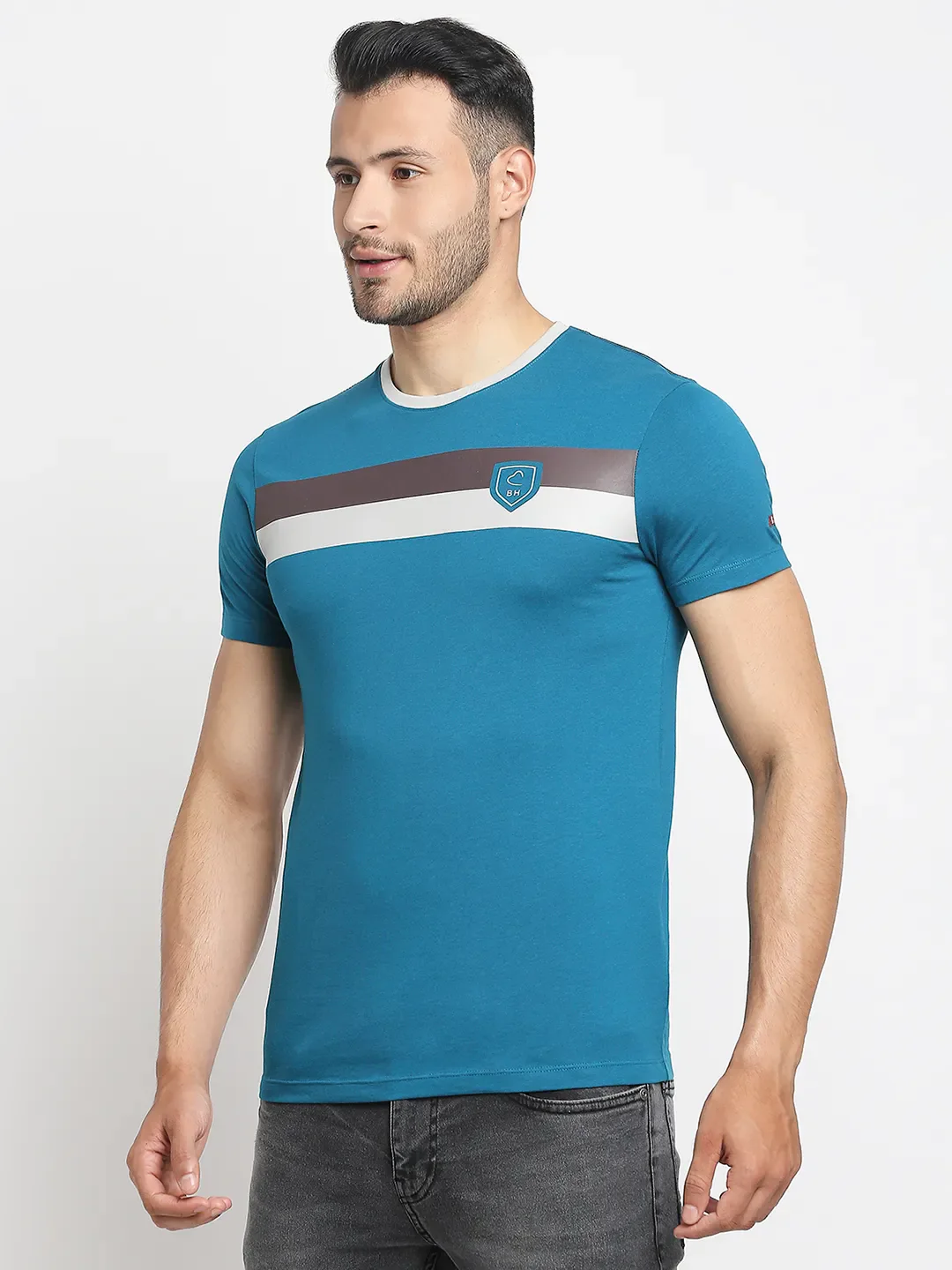 Teal Regular Fit Men's Short Sleeves T-Shirt by Being Human Clothing - Image 10