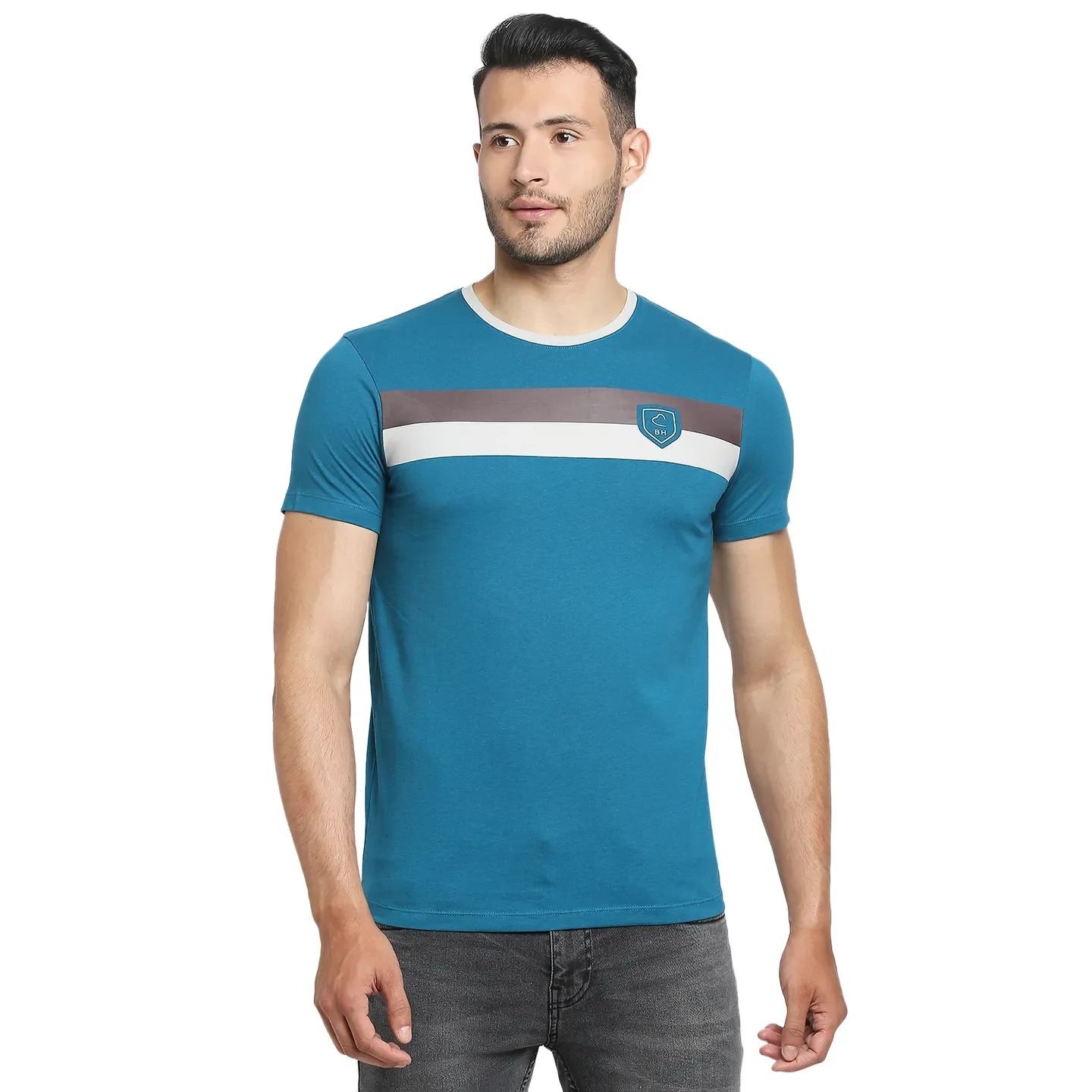 Teal Regular Fit Men's Short Sleeves T-Shirt by Being Human Clothing - Image 11