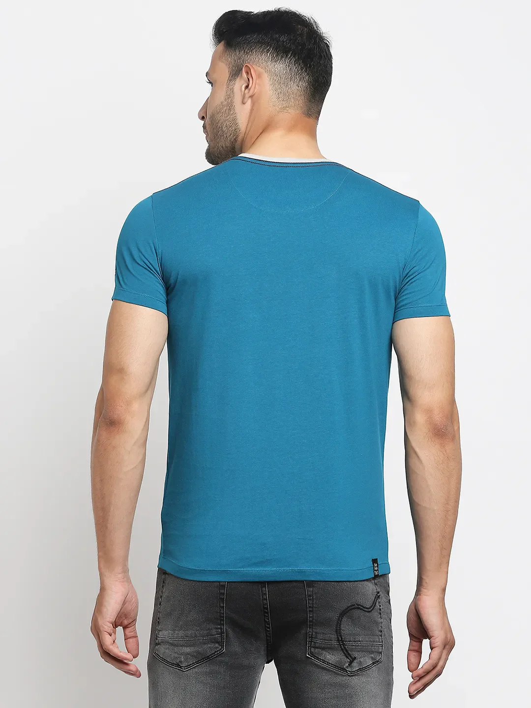 Teal Regular Fit Men's Short Sleeves T-Shirt by Being Human Clothing - Image 8
