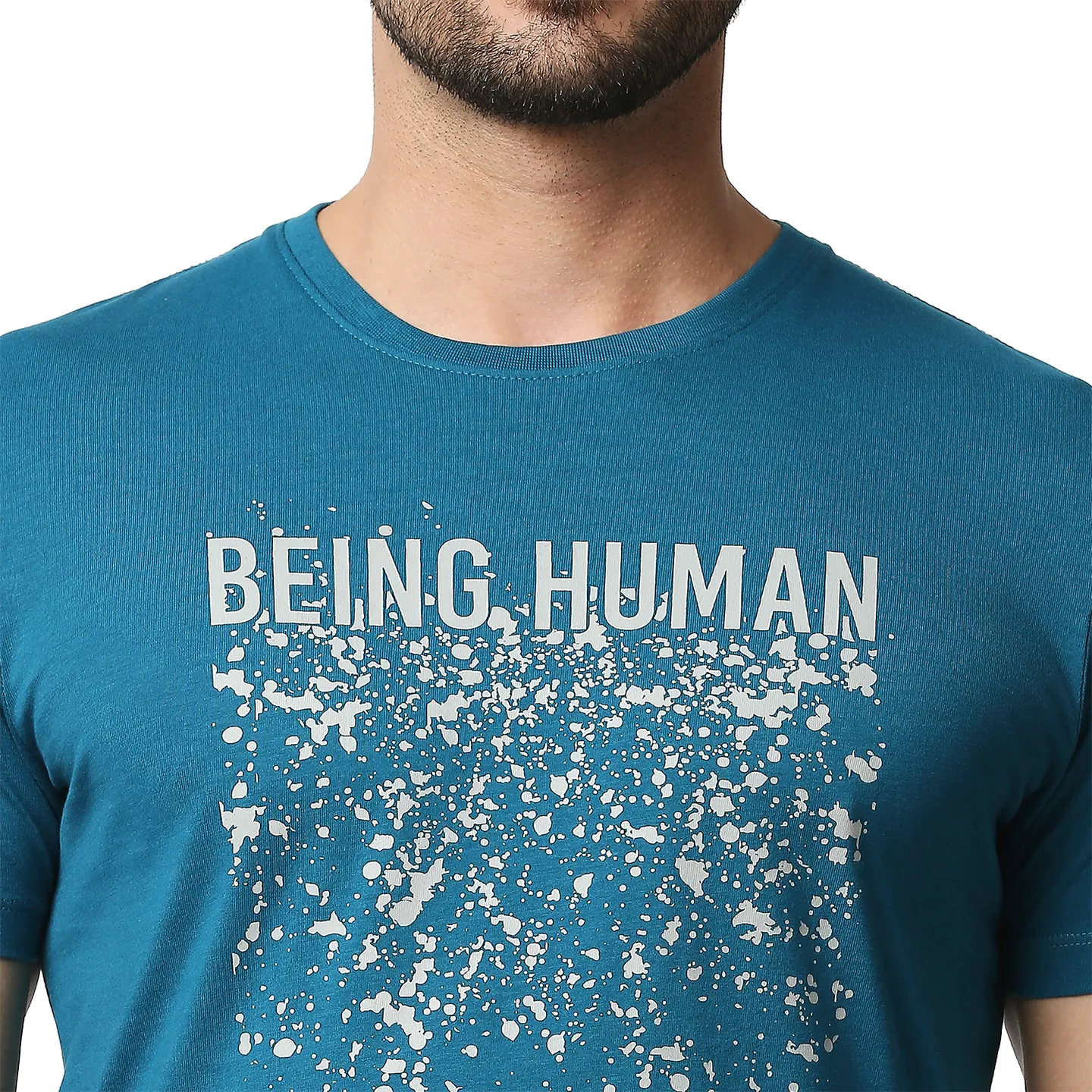 Teal Regular Fit Men's Short Sleeves T-Shirt by Being Human Clothing - Image 5