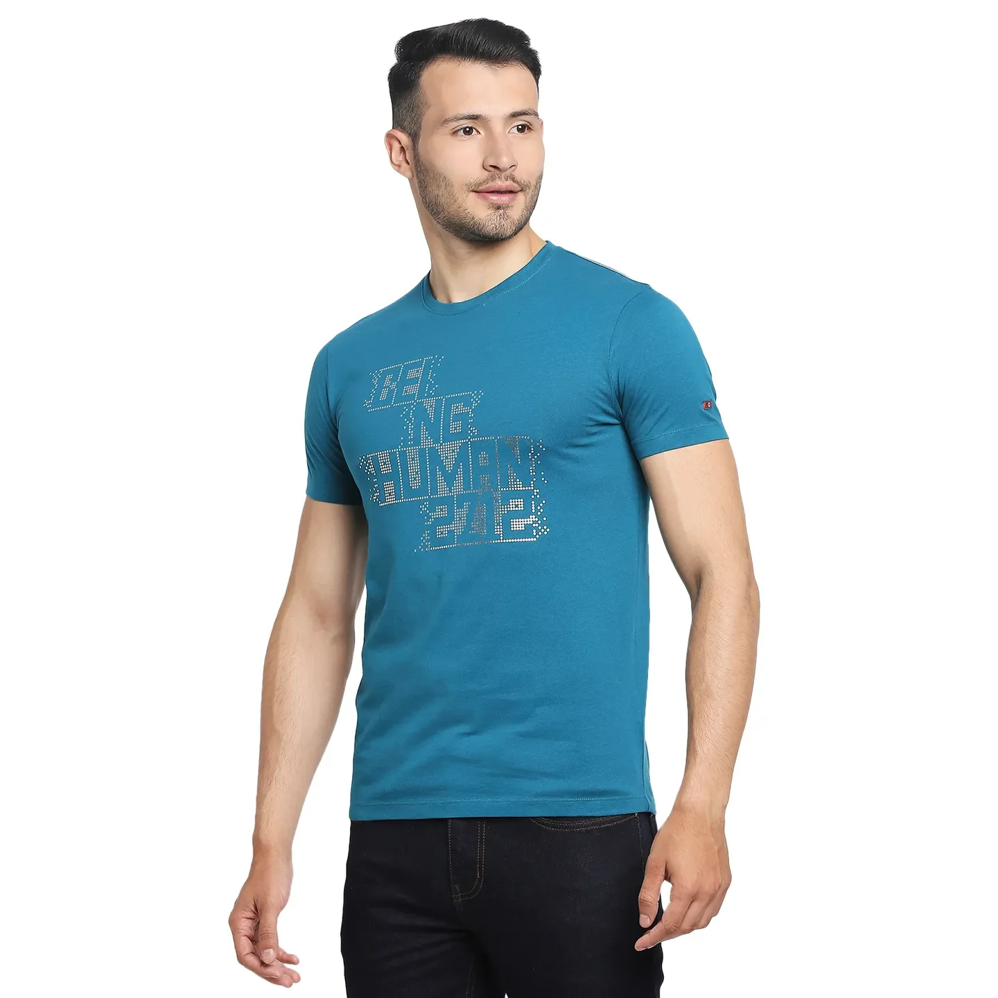 Teal Regular Fit Men's Short Sleeves T-Shirt by Being Human Clothing - Image 7