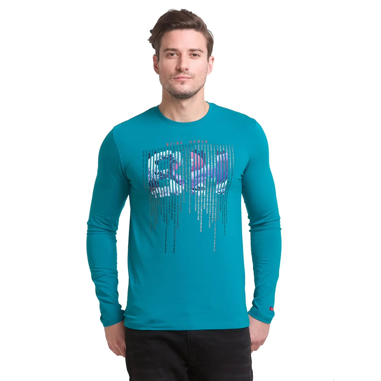 Teal Green Regular Fit Round Neck Men's T-Shirt by Being Human Clothing