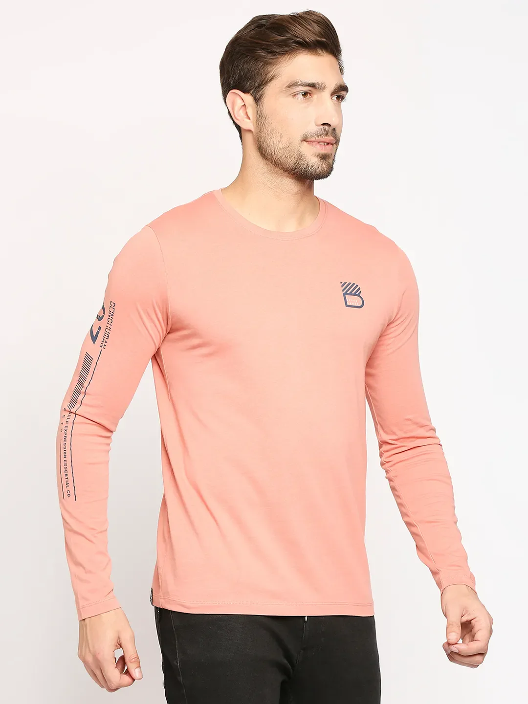 Pink Regular Fit Round Neck Men's T-Shirt by Being Human Clothing - Image 5