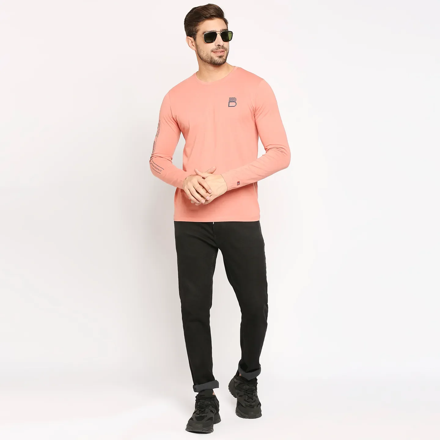 Pink Regular Fit Round Neck Men's T-Shirt by Being Human Clothing - Image 6