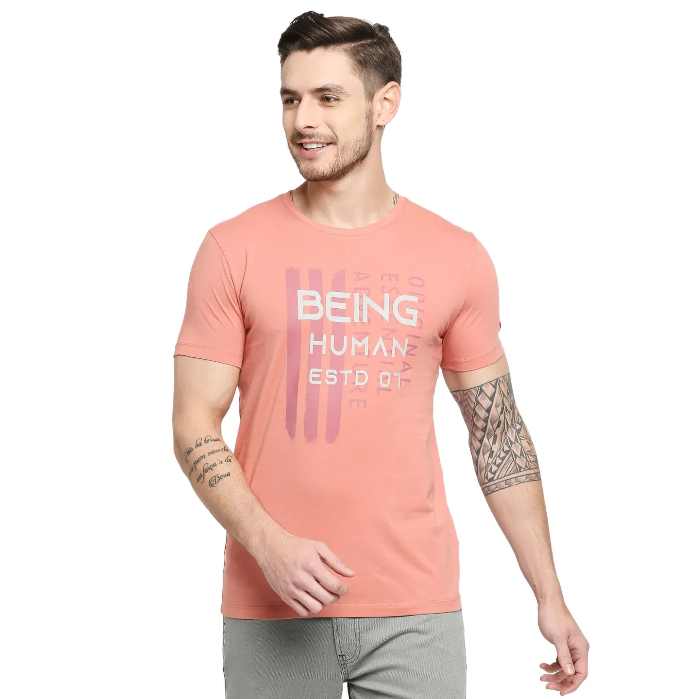 Red Regular Fit Men's Short Sleeves T-Shirt by Being Human Clothing