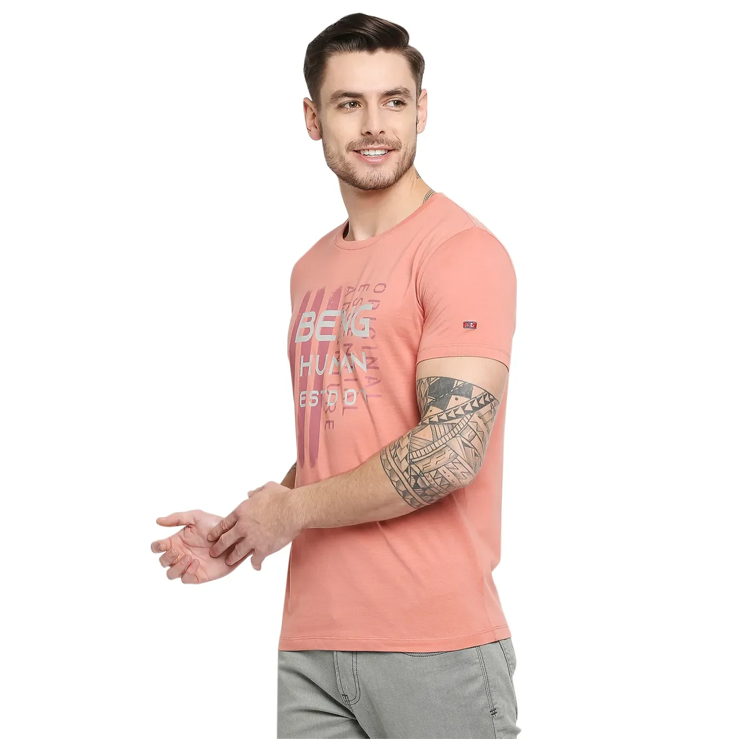 Red Regular Fit Men's Short Sleeves T-Shirt by Being Human Clothing - Image 5