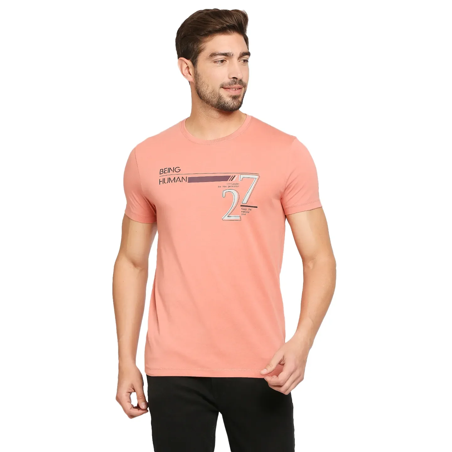 Red Regular Fit Men's Short Sleeves T-Shirt by Being Human Clothing