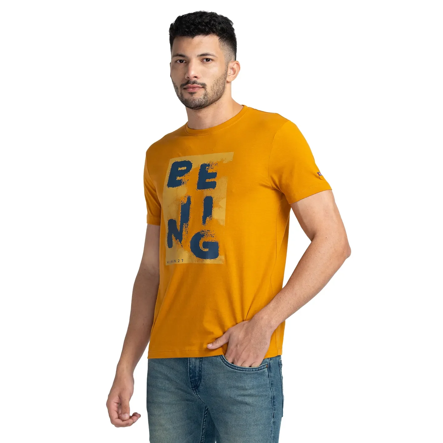 Orange Regular Fit Men's Short Sleeves T-Shirt by Being Human Clothing - Image 4