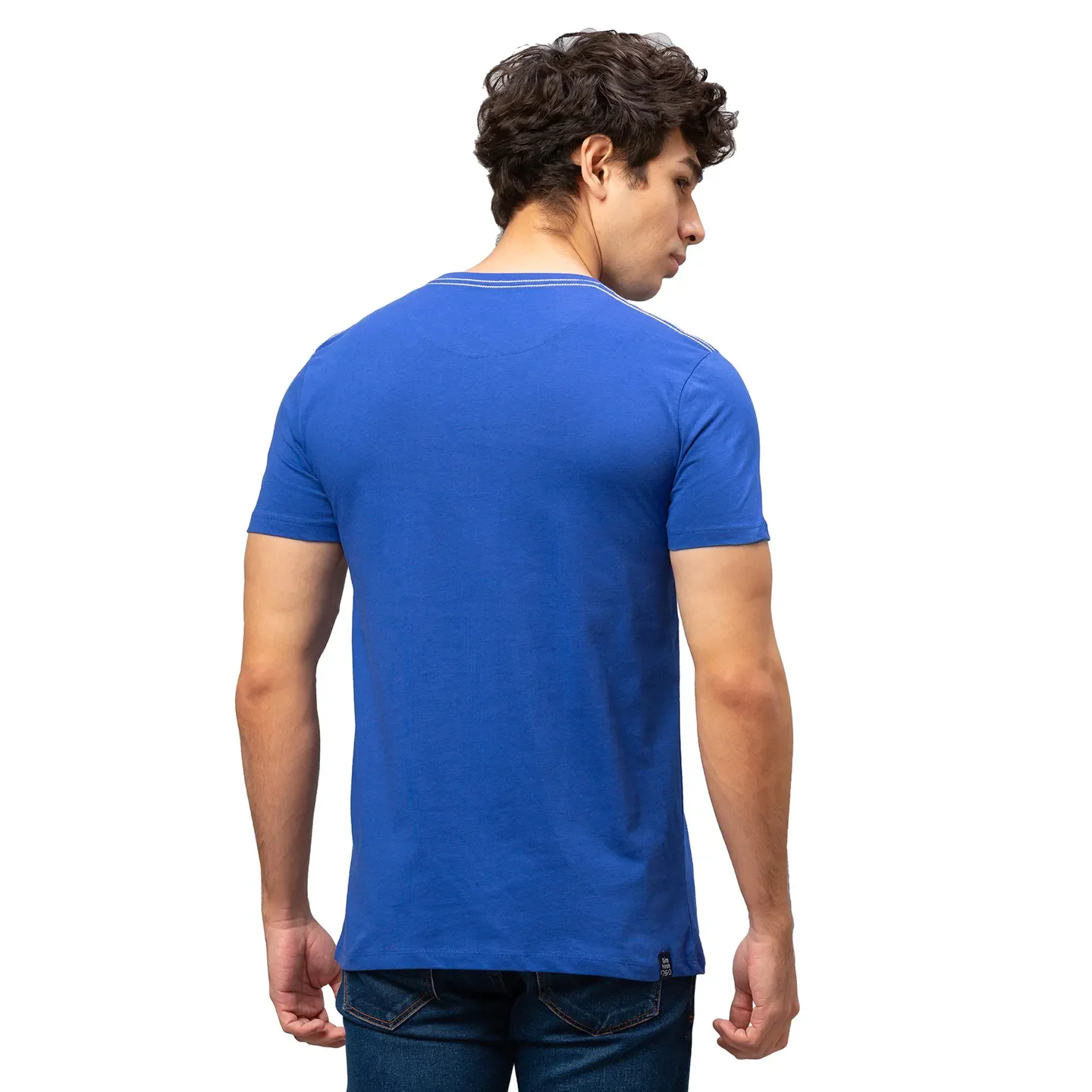 Blue Regular Fit Men's Short Sleeves T-Shirt by Being Human Clothing - Image 3