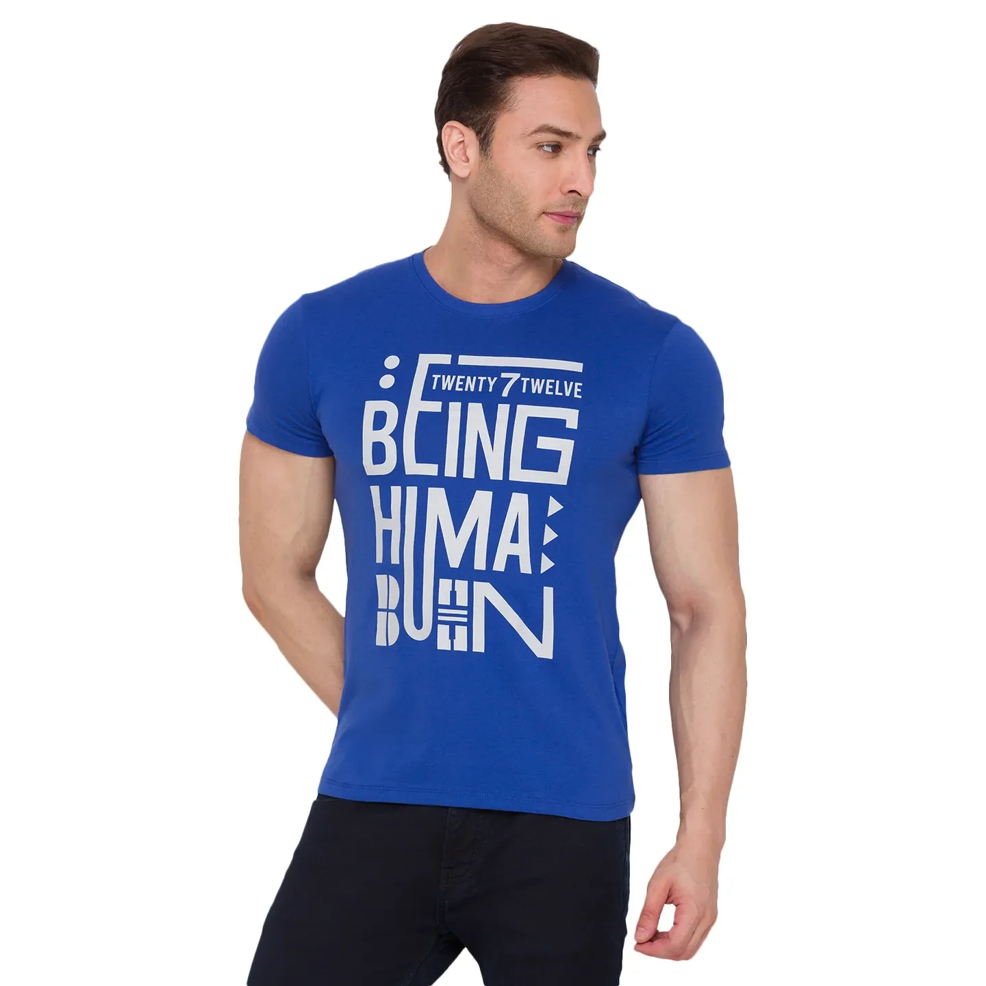 Blue Regular Fit Men's Short Sleeves T-Shirt by Being Human Clothing