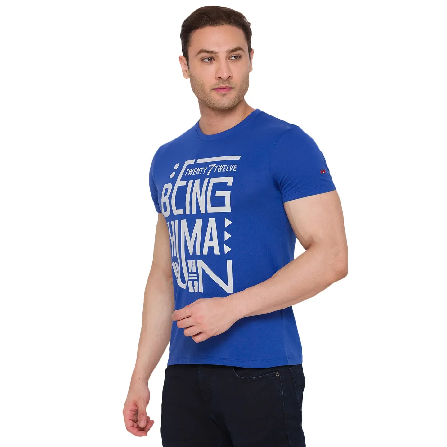Blue Regular Fit Men's Short Sleeves T-Shirt by Being Human Clothing - Image 2