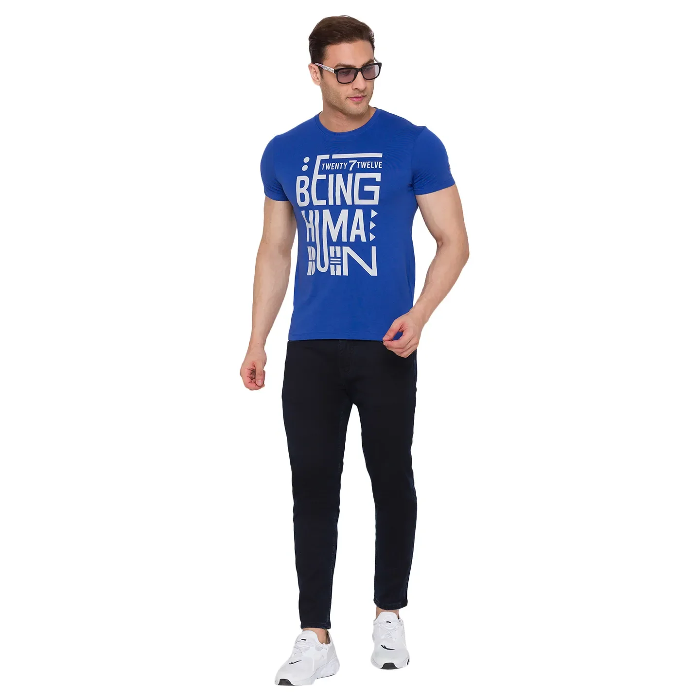 Blue Regular Fit Men's Short Sleeves T-Shirt by Being Human Clothing - Image 6