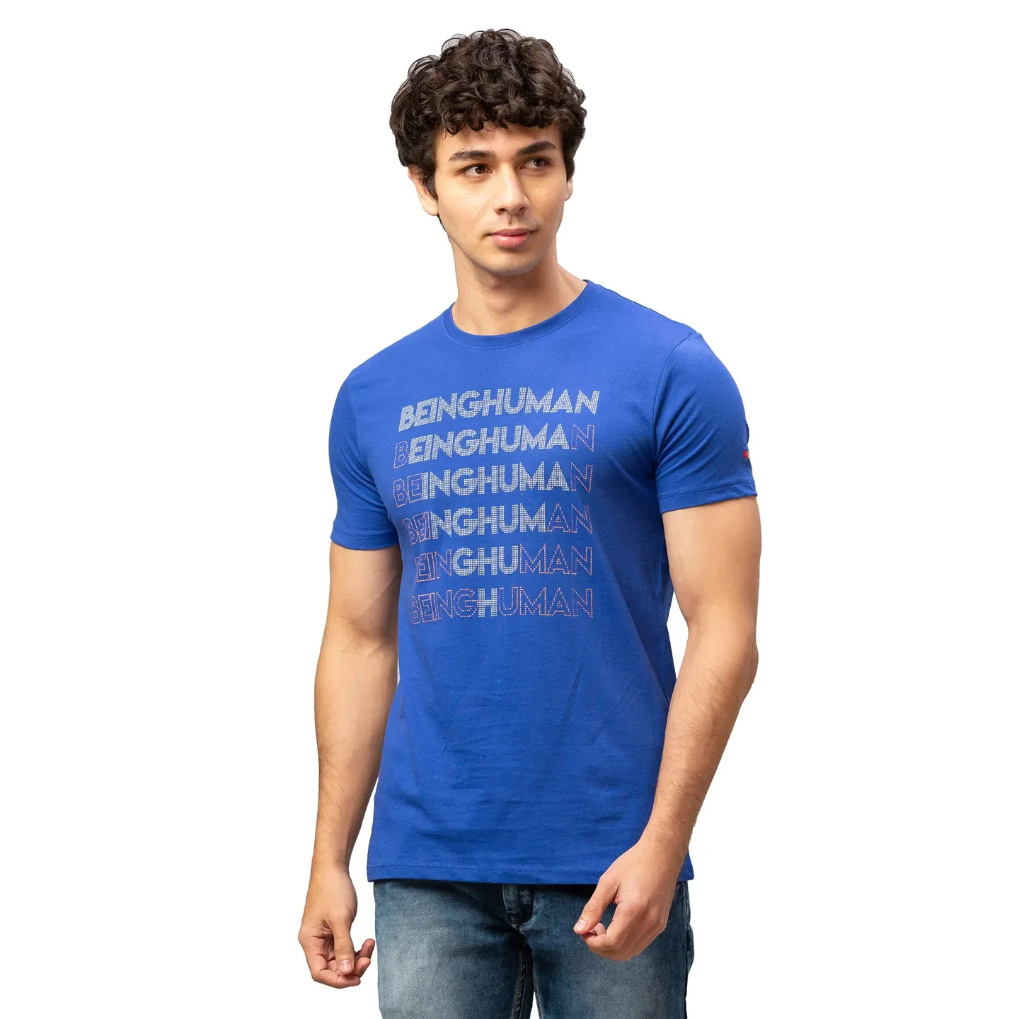 Blue Regular Fit Men's Short Sleeves T-Shirt by Being Human Clothing