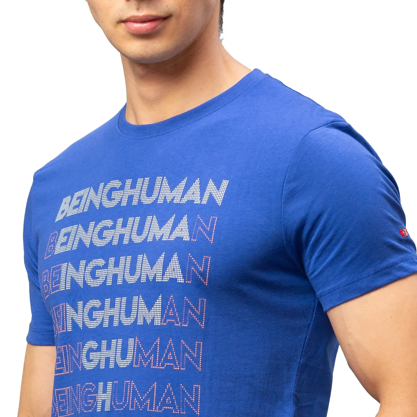 Blue Regular Fit Men's Short Sleeves T-Shirt by Being Human Clothing - Image 5