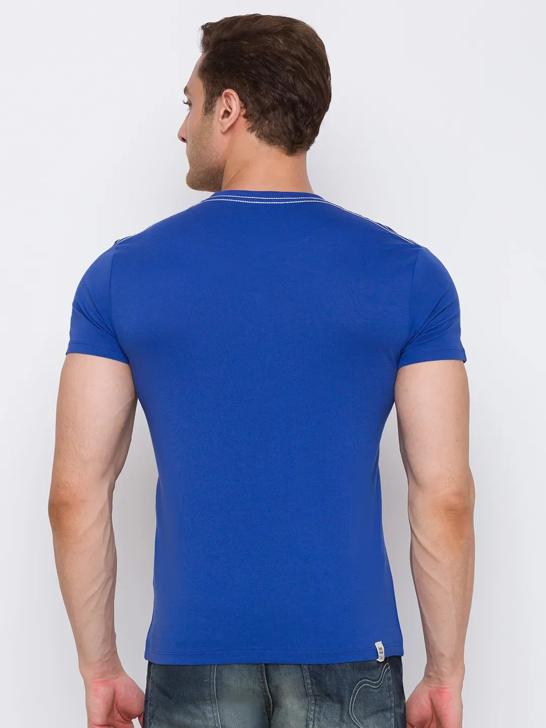 Blue Regular Fit Men's Short Sleeves T-Shirt by Being Human Clothing - Image 3